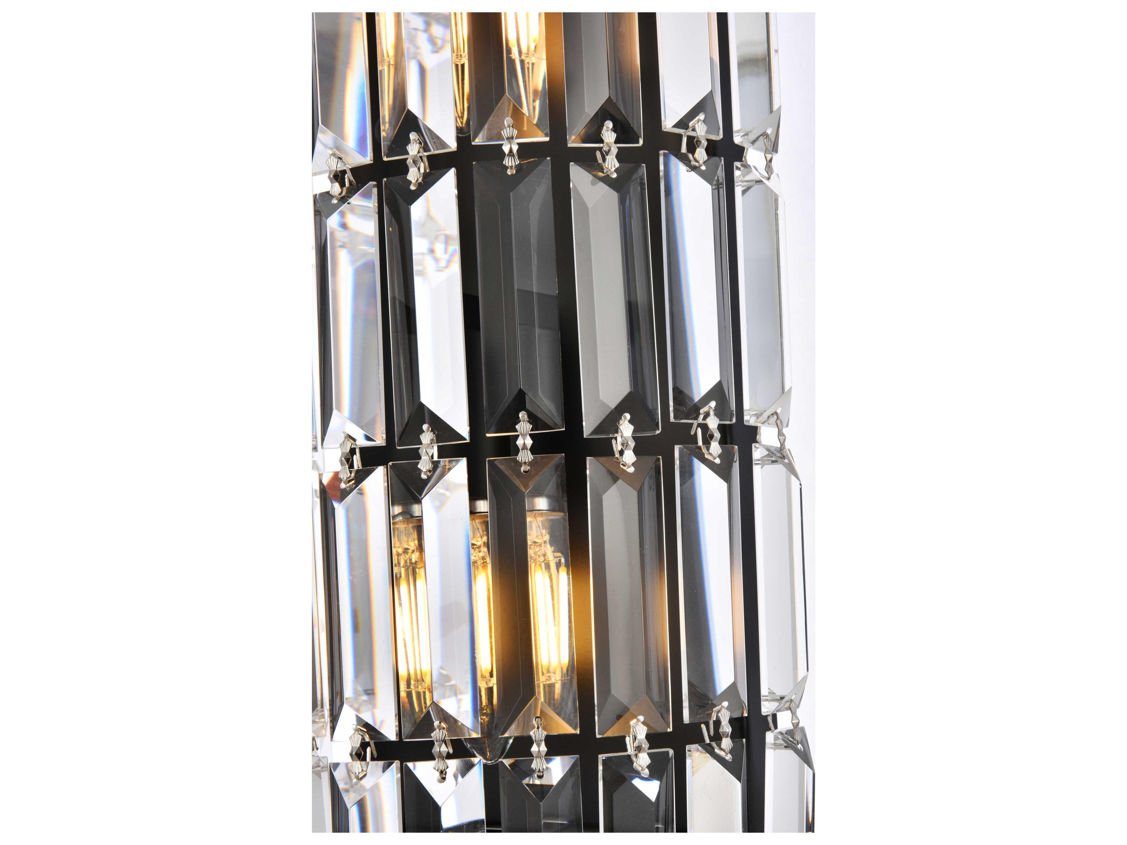 Elegant Lighting Maxime 2-Light Black And Clear Crystal Wall Sconce