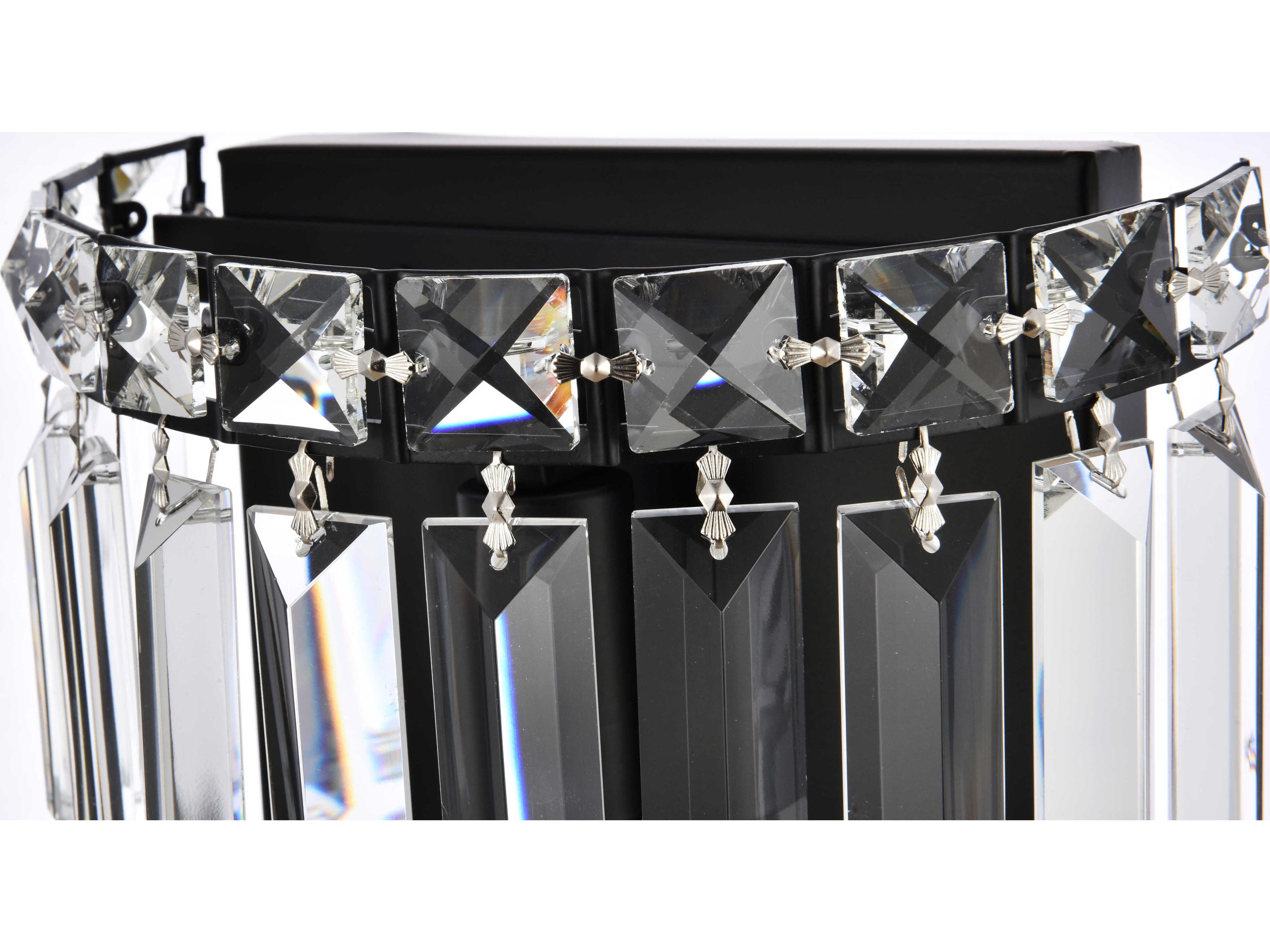 Elegant Lighting Maxime 2-Light Black And Clear Crystal Wall Sconce