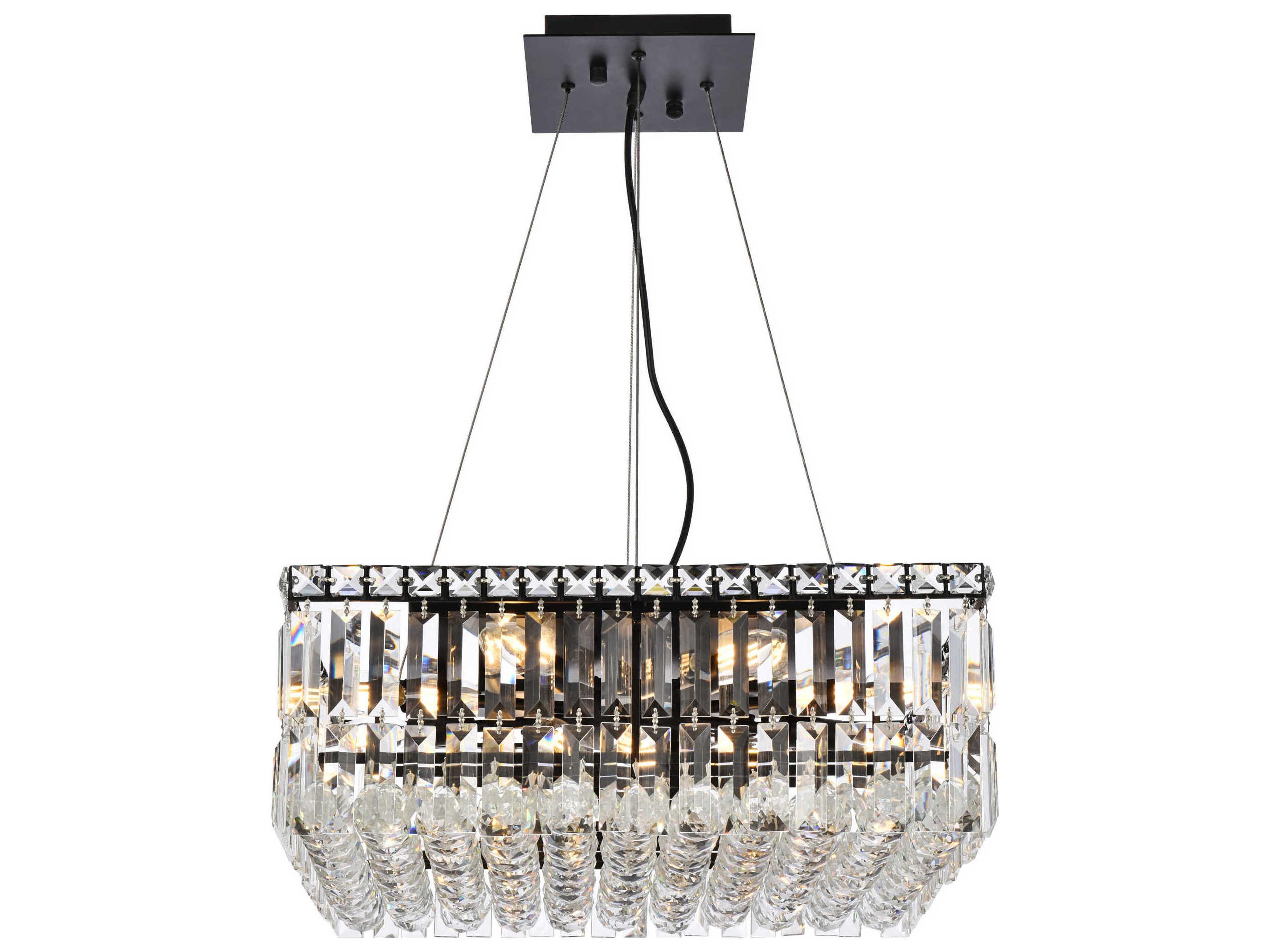 Maxime 12-Light Black And Clear Crystal Pendant
