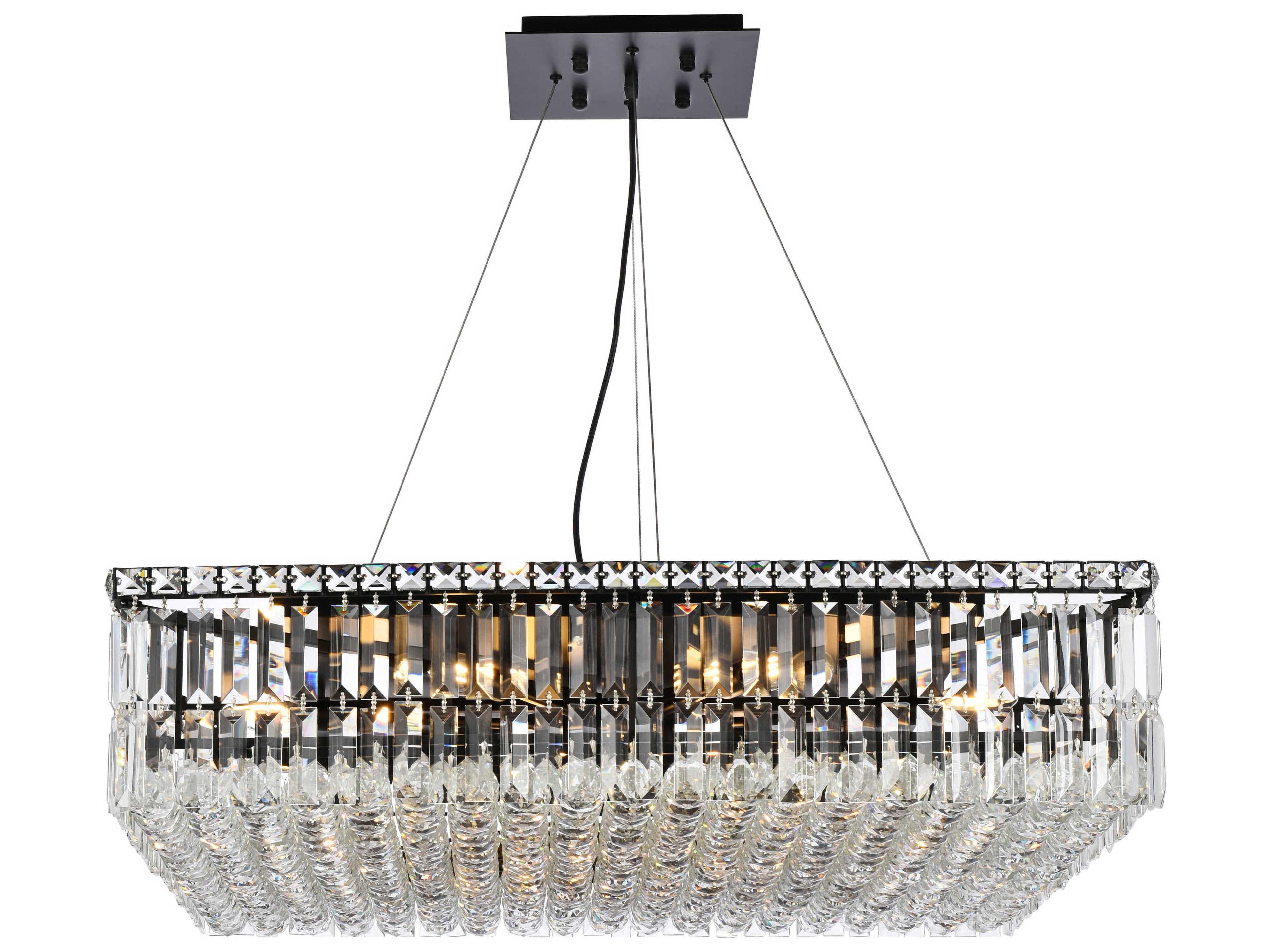 Maxime 12-Light Black And Clear Crystal Pendant