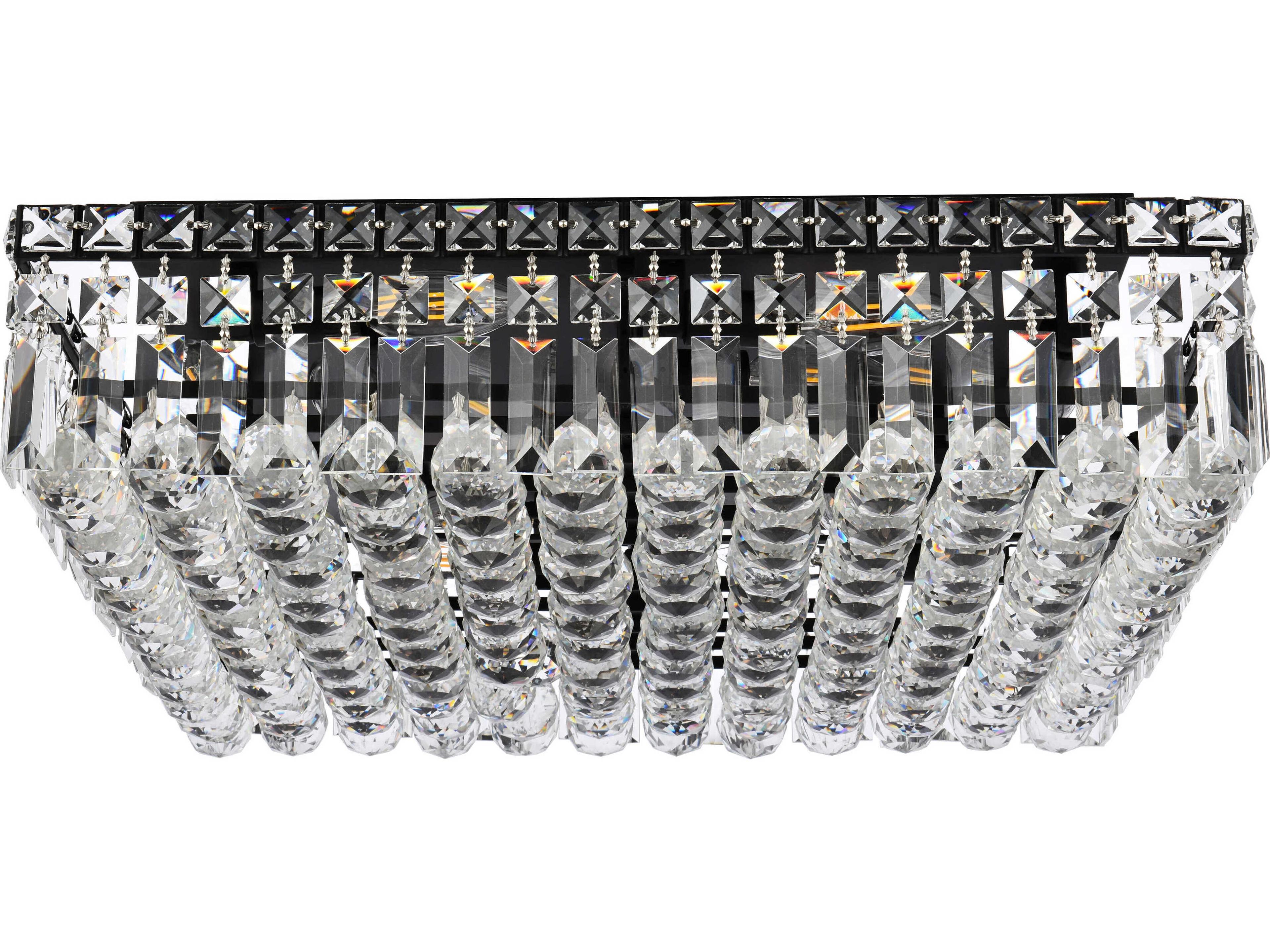 Elegant Lighting Maxime 12-Light Black And Clear Crystal Flush Mount