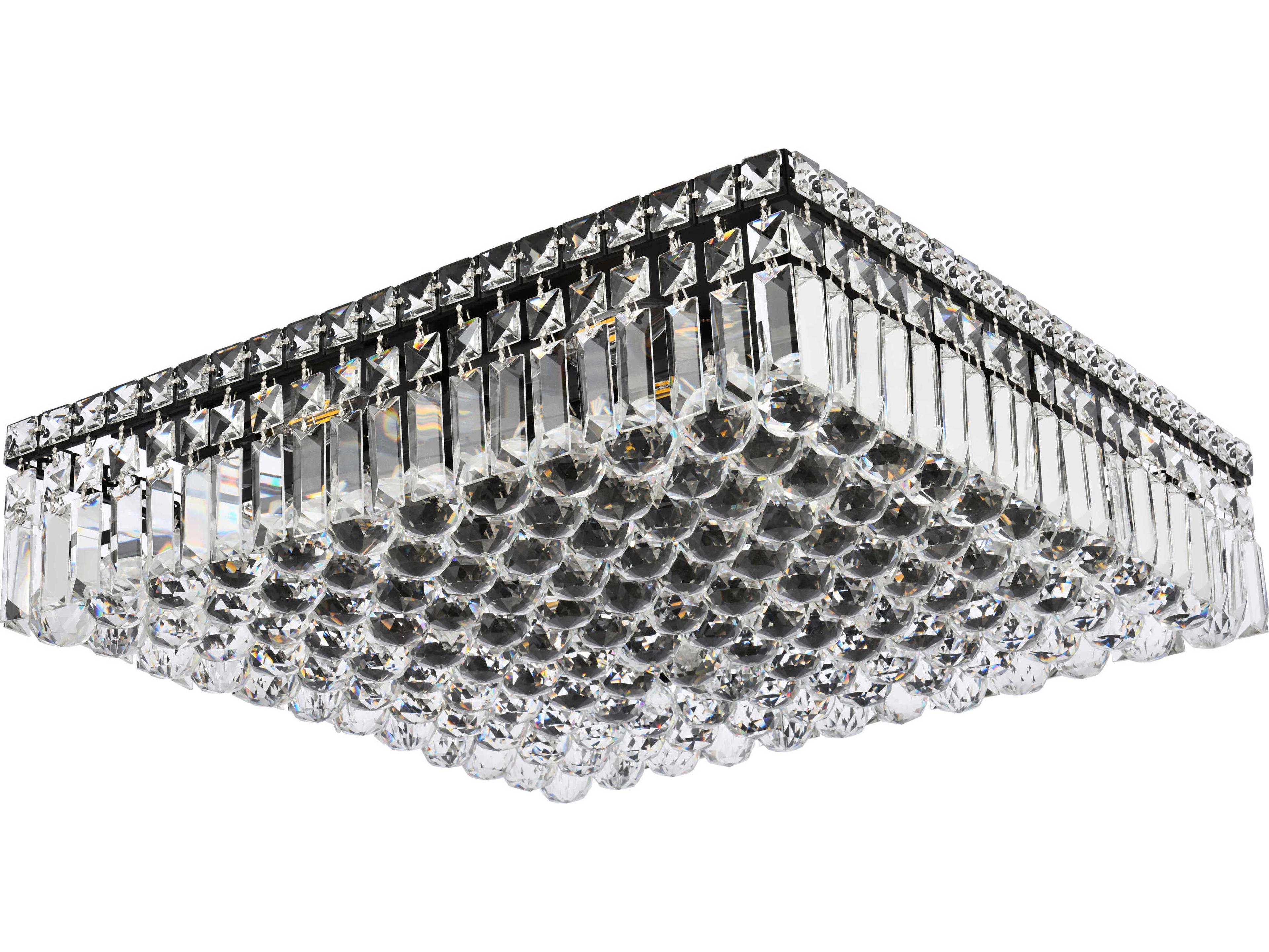 Elegant Lighting Maxime 12-Light Black And Clear Crystal Flush Mount