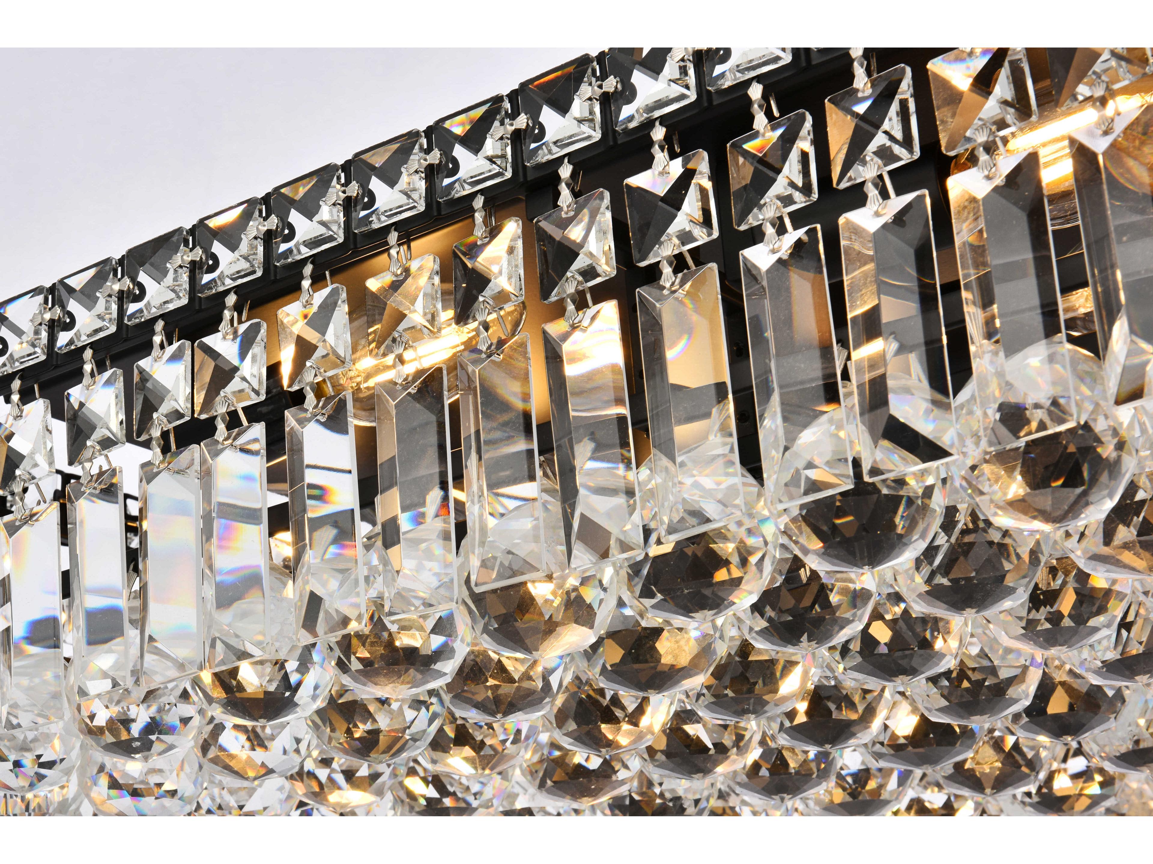 Elegant Lighting Maxime 12-Light Black And Clear Crystal Flush Mount