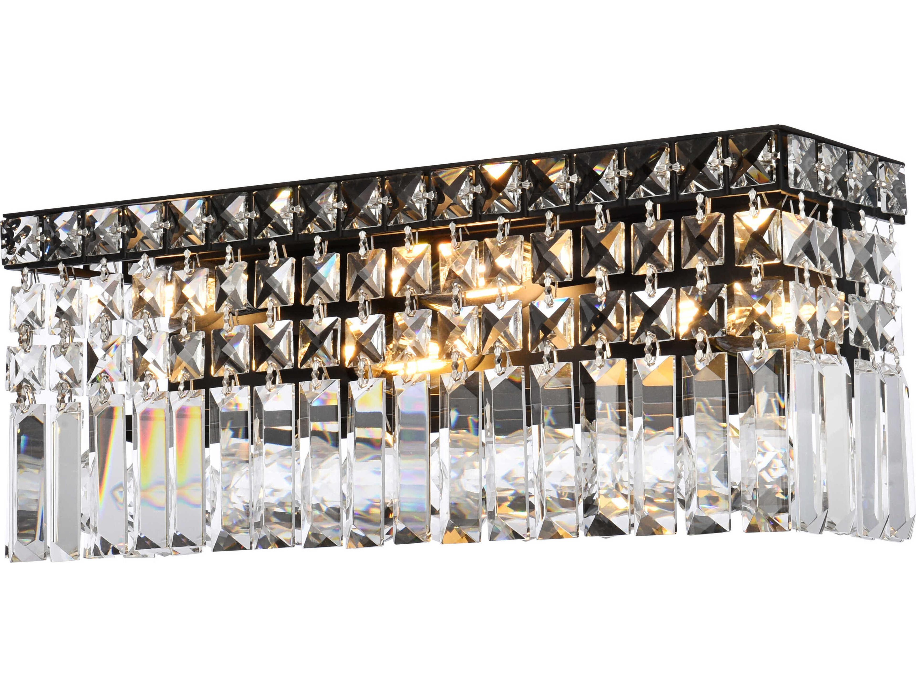 Maxime 3-Light Black And Clear Crystal Vanity Light