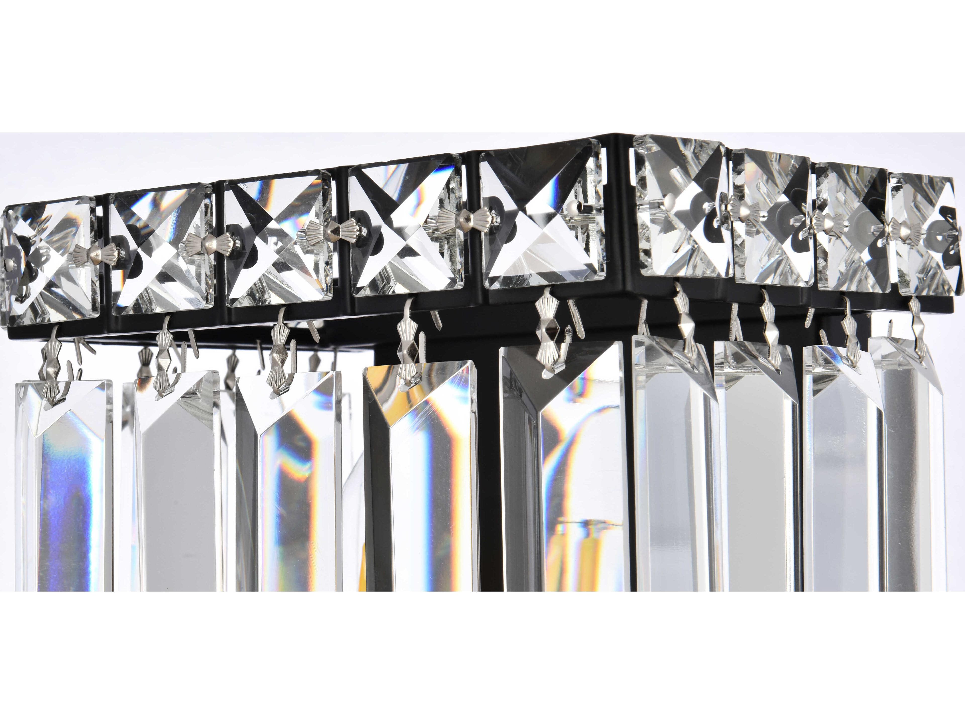 Elegant Lighting Maxime 2-Light Black And Clear Crystal Wall Sconce