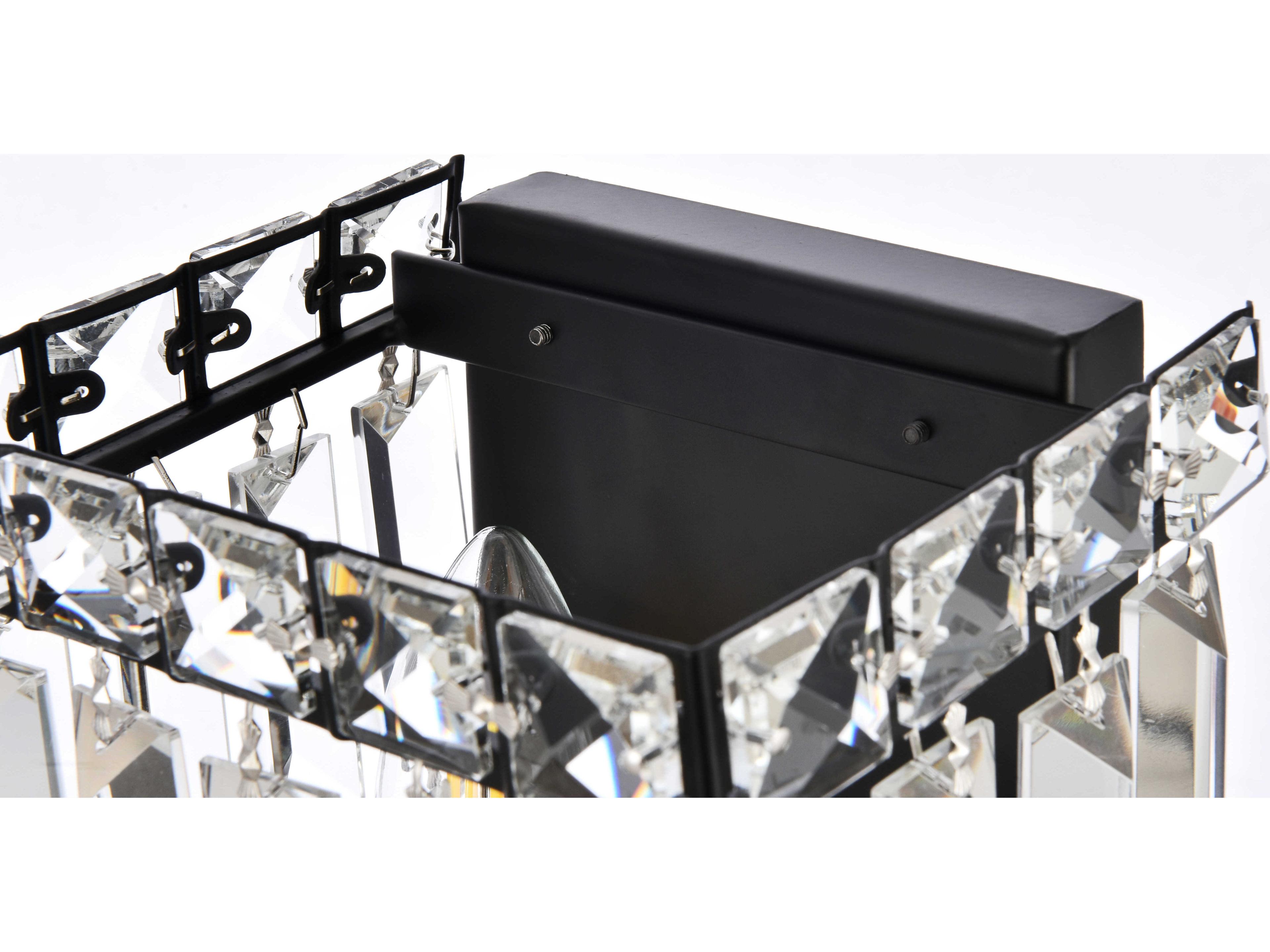 Elegant Lighting Maxime 2-Light Black And Clear Crystal Wall Sconce