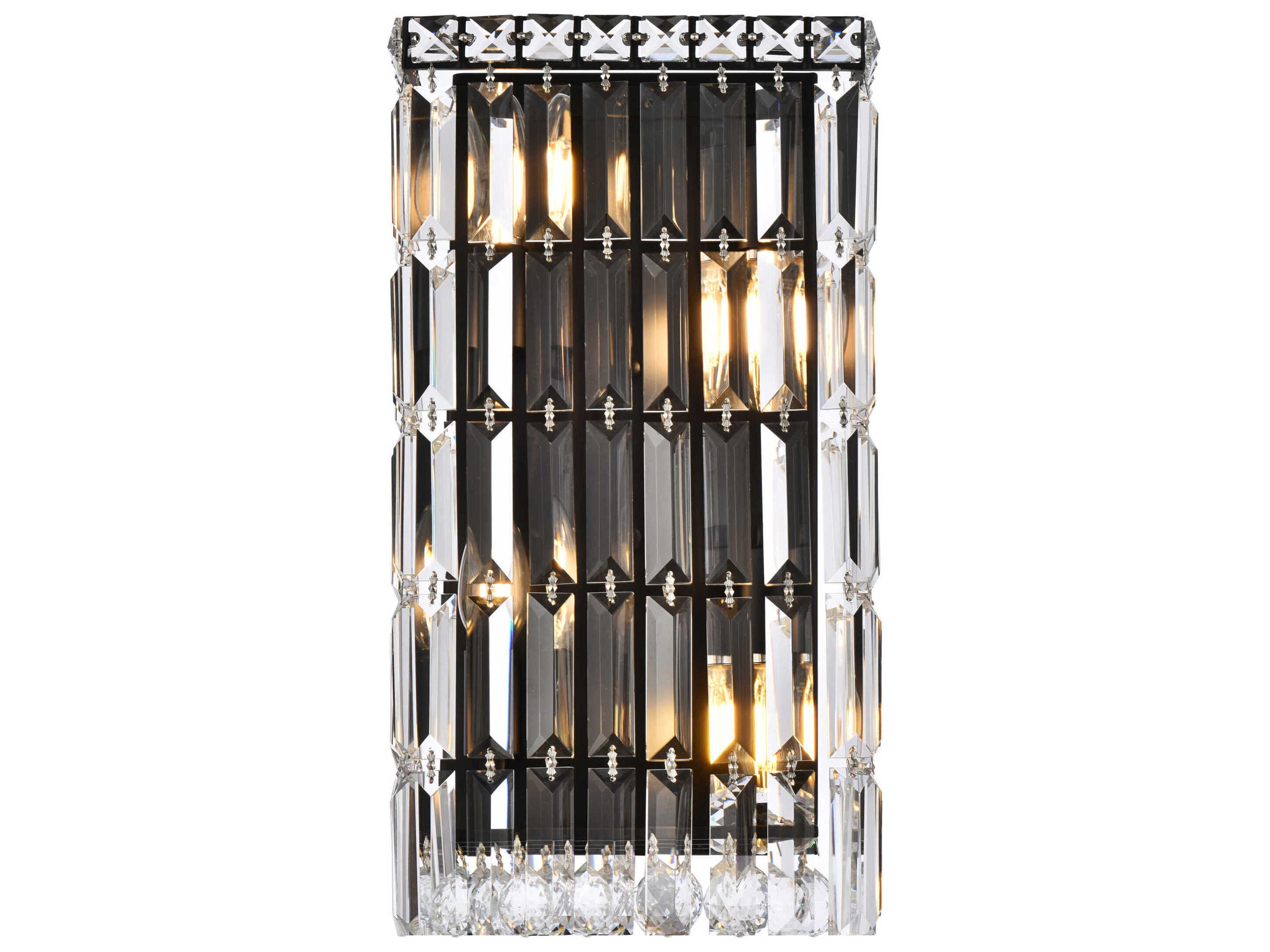 Elegant Lighting Maxime 4-Light Black And Clear Crystal Wall Sconce