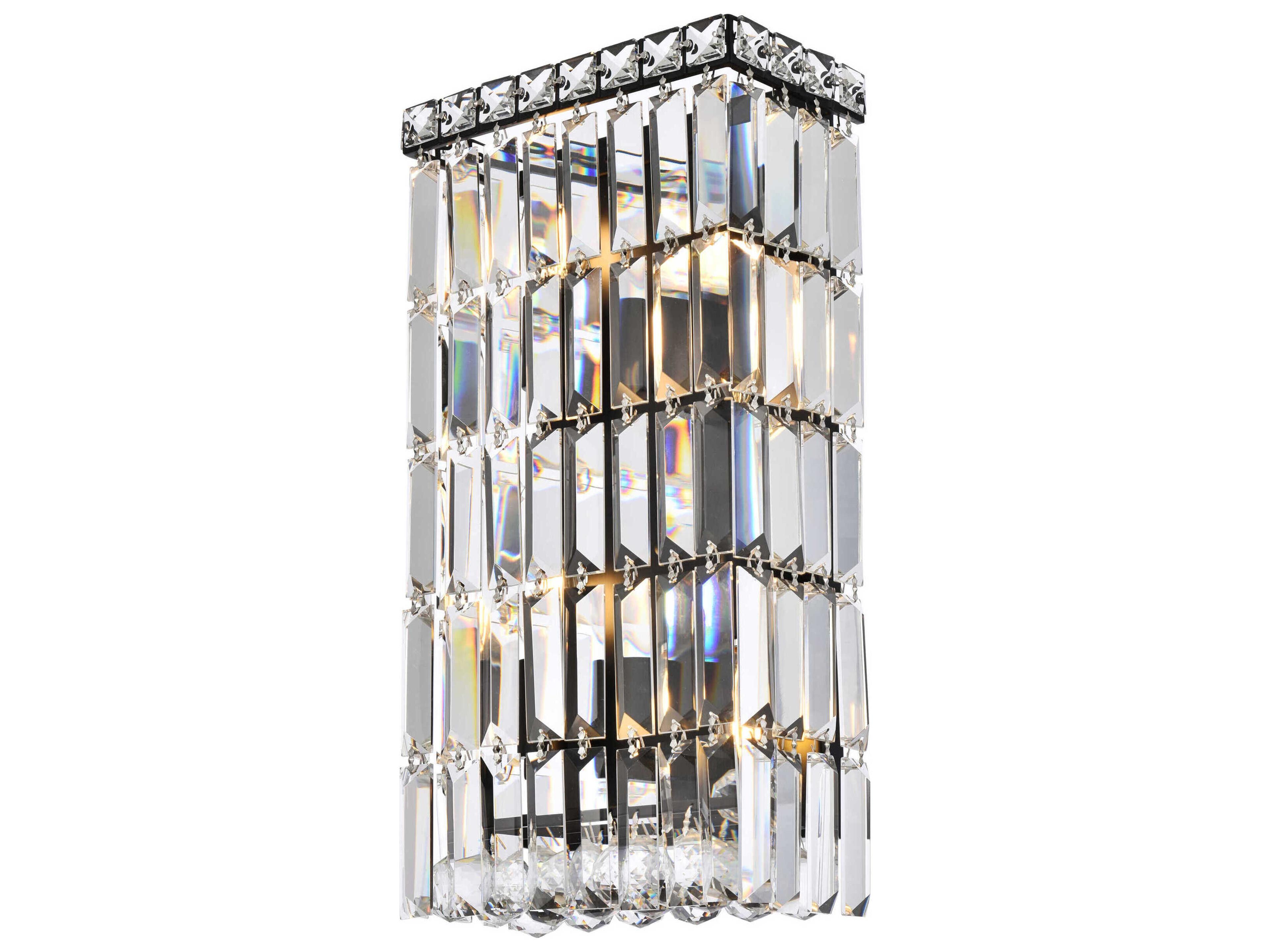 Elegant Lighting Maxime 4-Light Black And Clear Crystal Wall Sconce