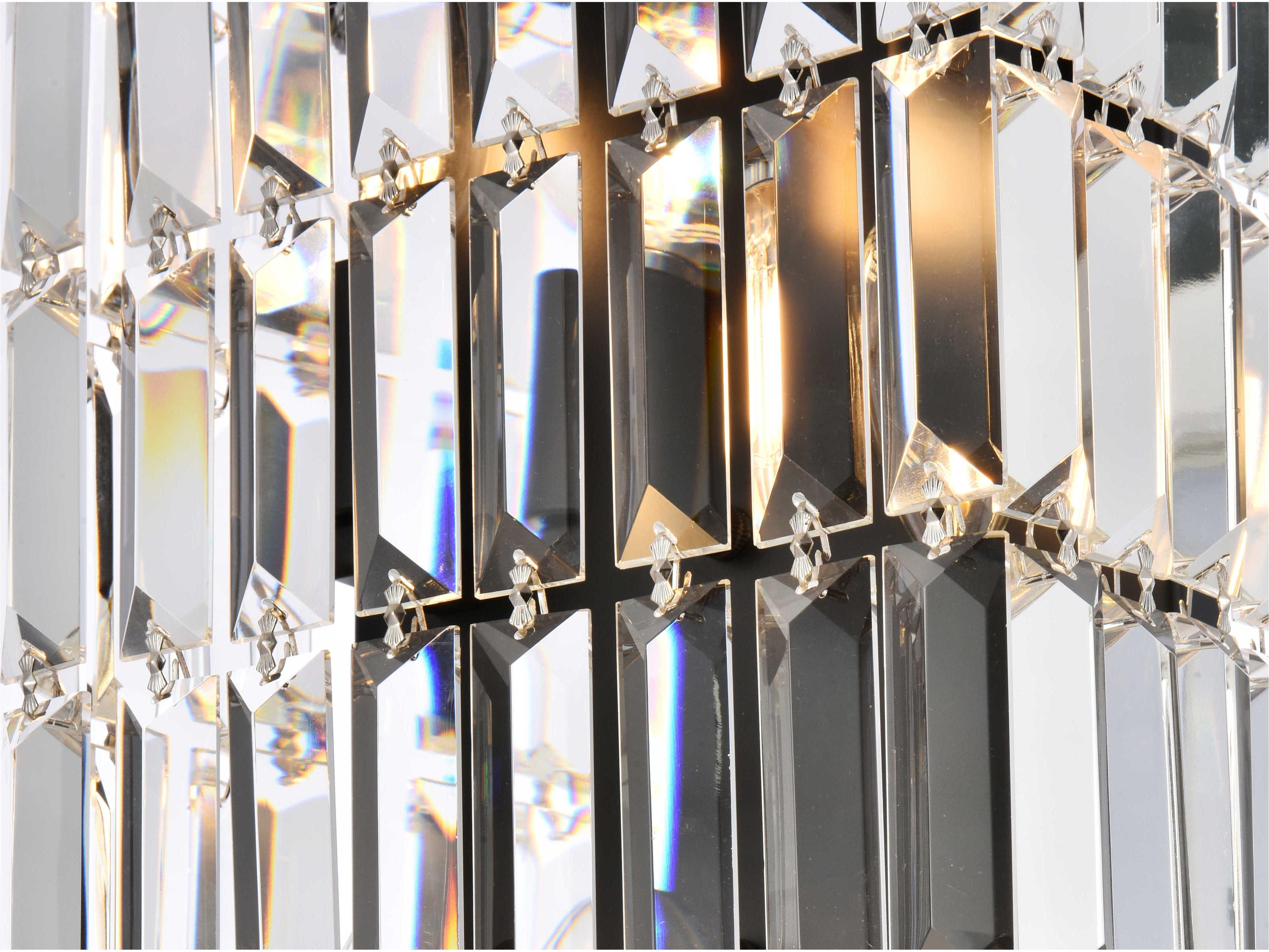 Elegant Lighting Maxime 4-Light Black And Clear Crystal Wall Sconce