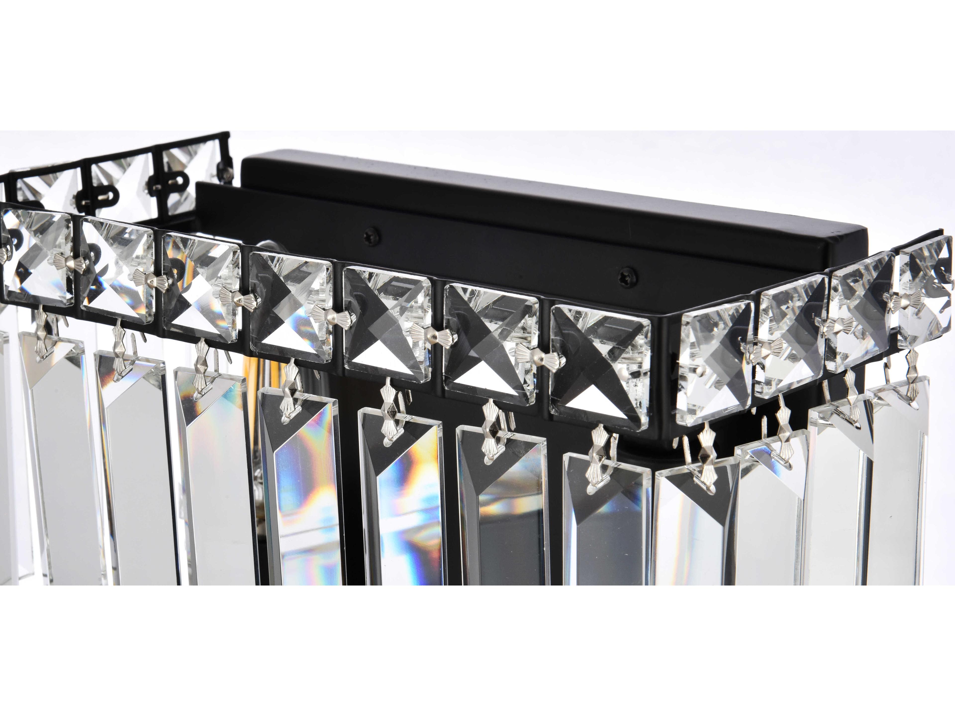 Elegant Lighting Maxime 4-Light Black And Clear Crystal Wall Sconce