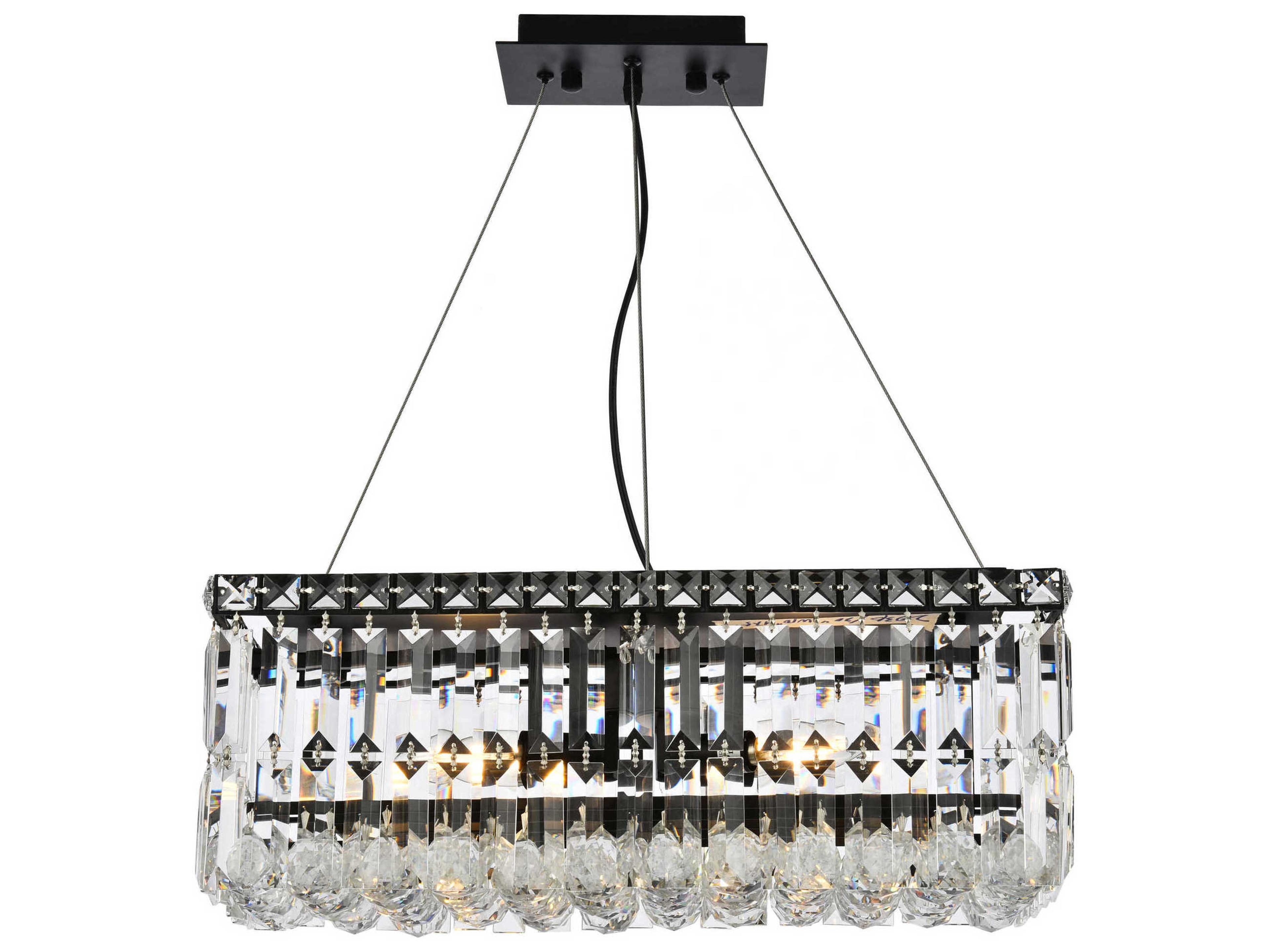Maxime 4-Light Black And Clear Crystal Island Pendant