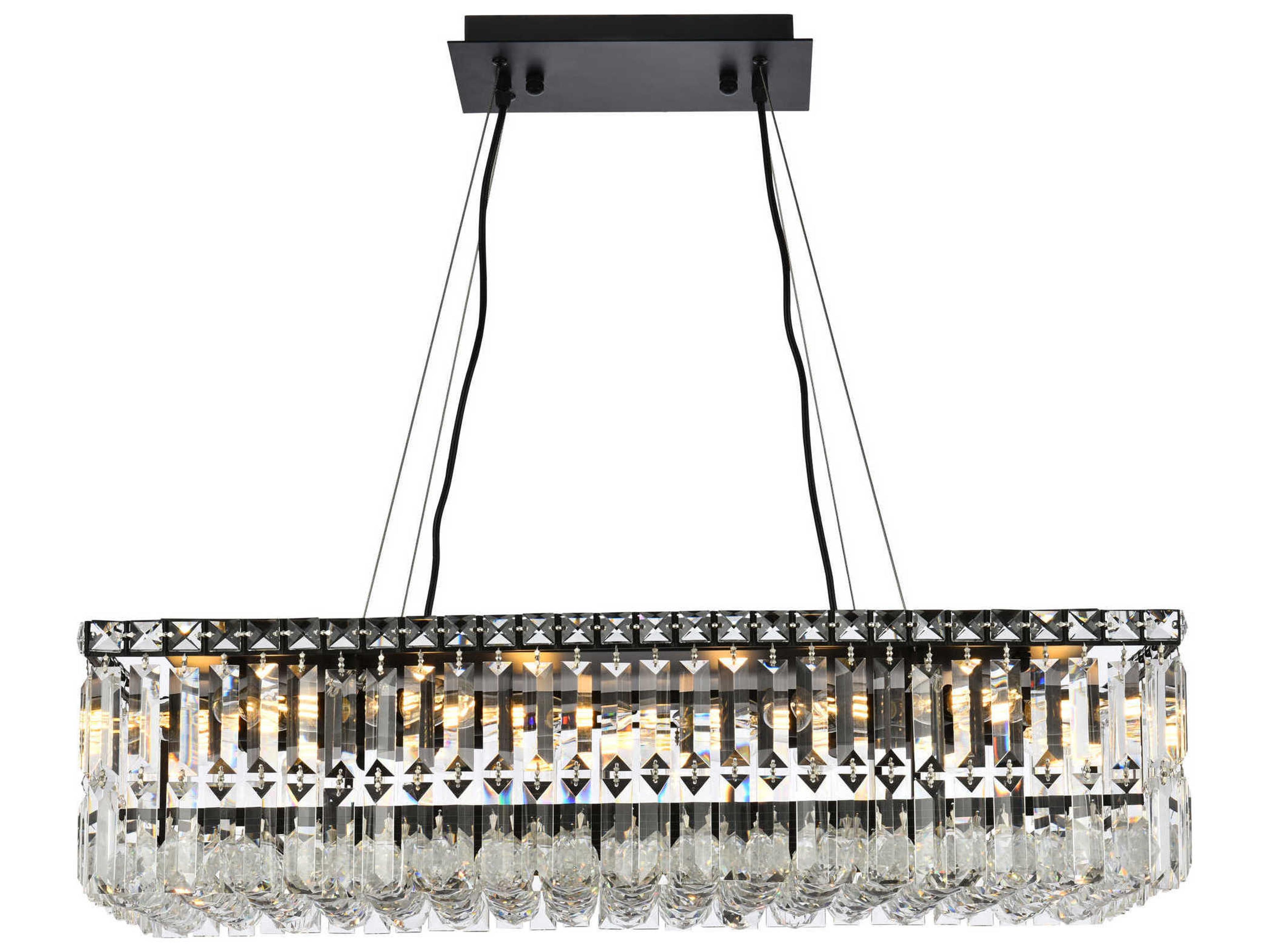 Maxime 16-Light6-Light Black And Clear Crystal Island Pendant