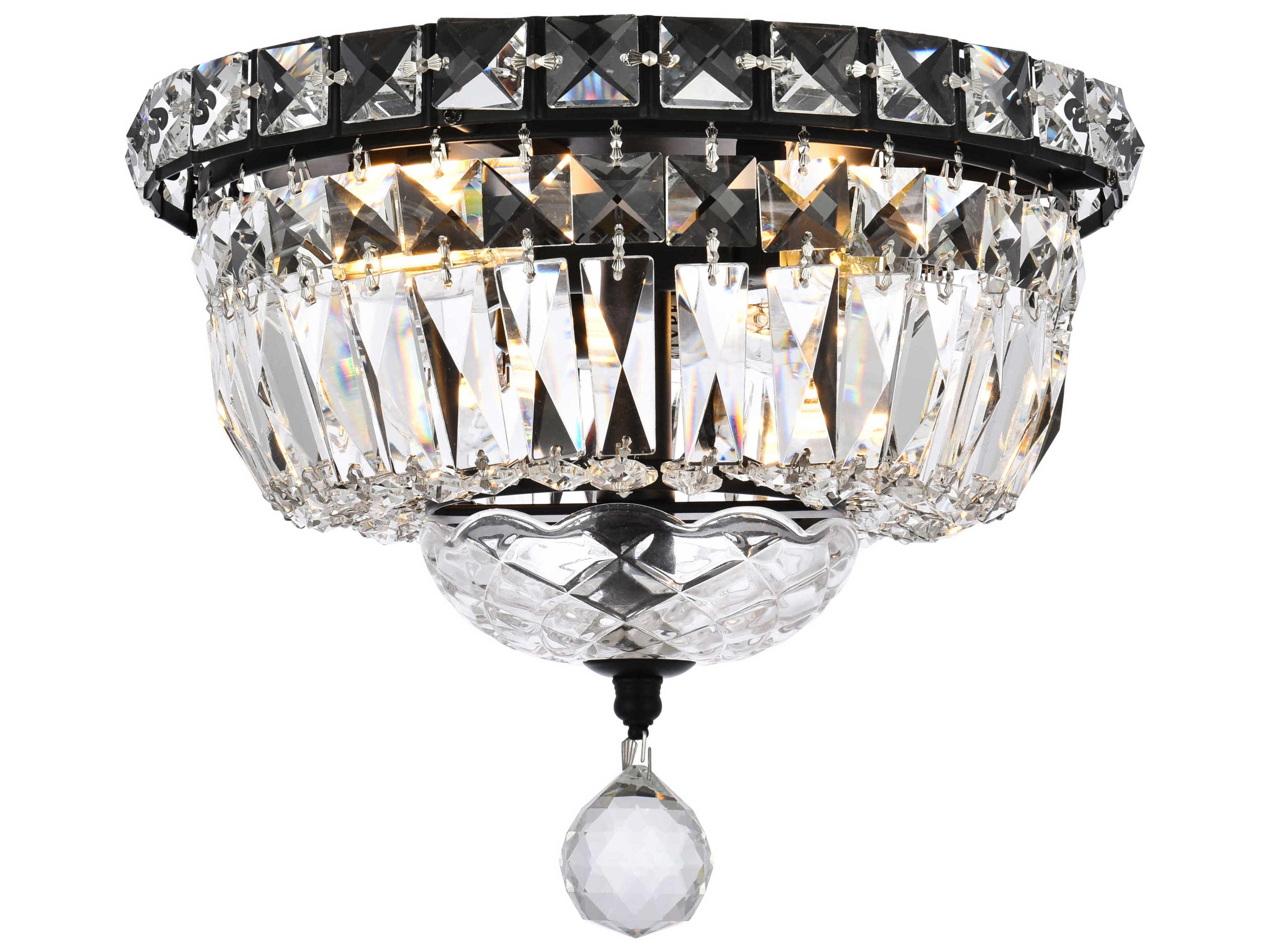Tranquil 4-Light Black And Clear Crystal Glass Flush Mount