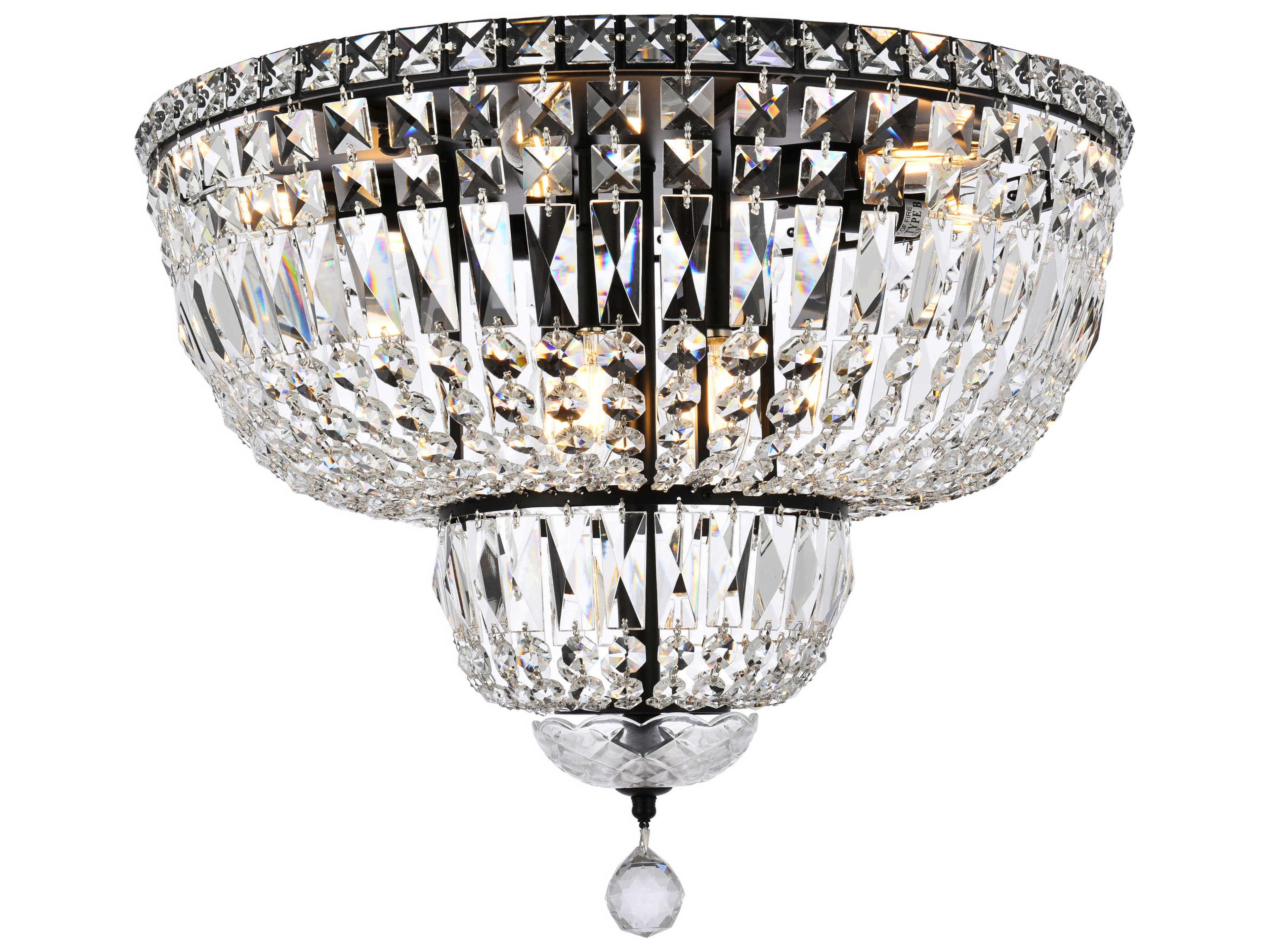 Tranquil 10-Light Black And Clear Crystal Glass Flush Mount