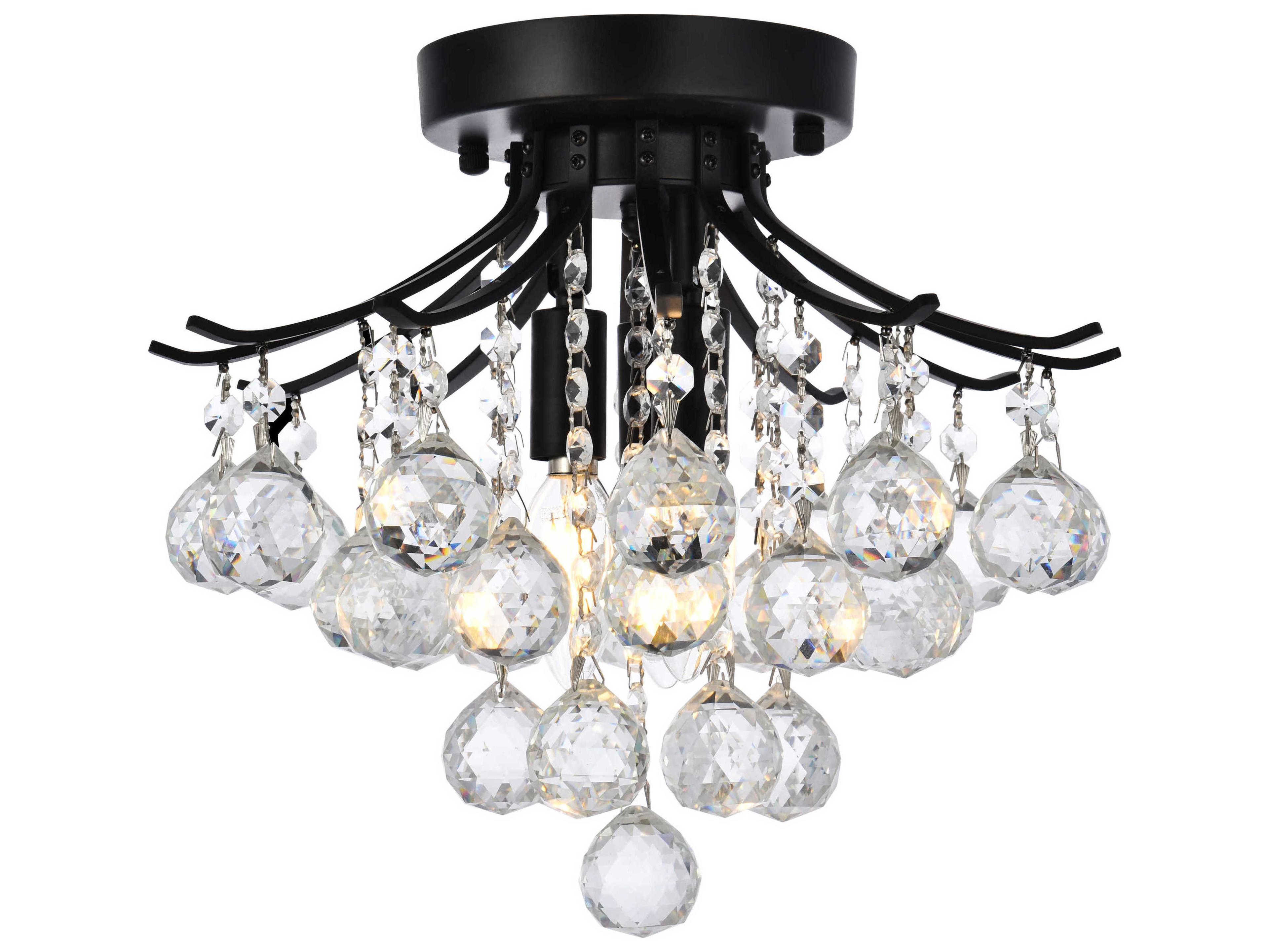 Toureg 3-Light Black And Clear Crystal Semi Flush Mount