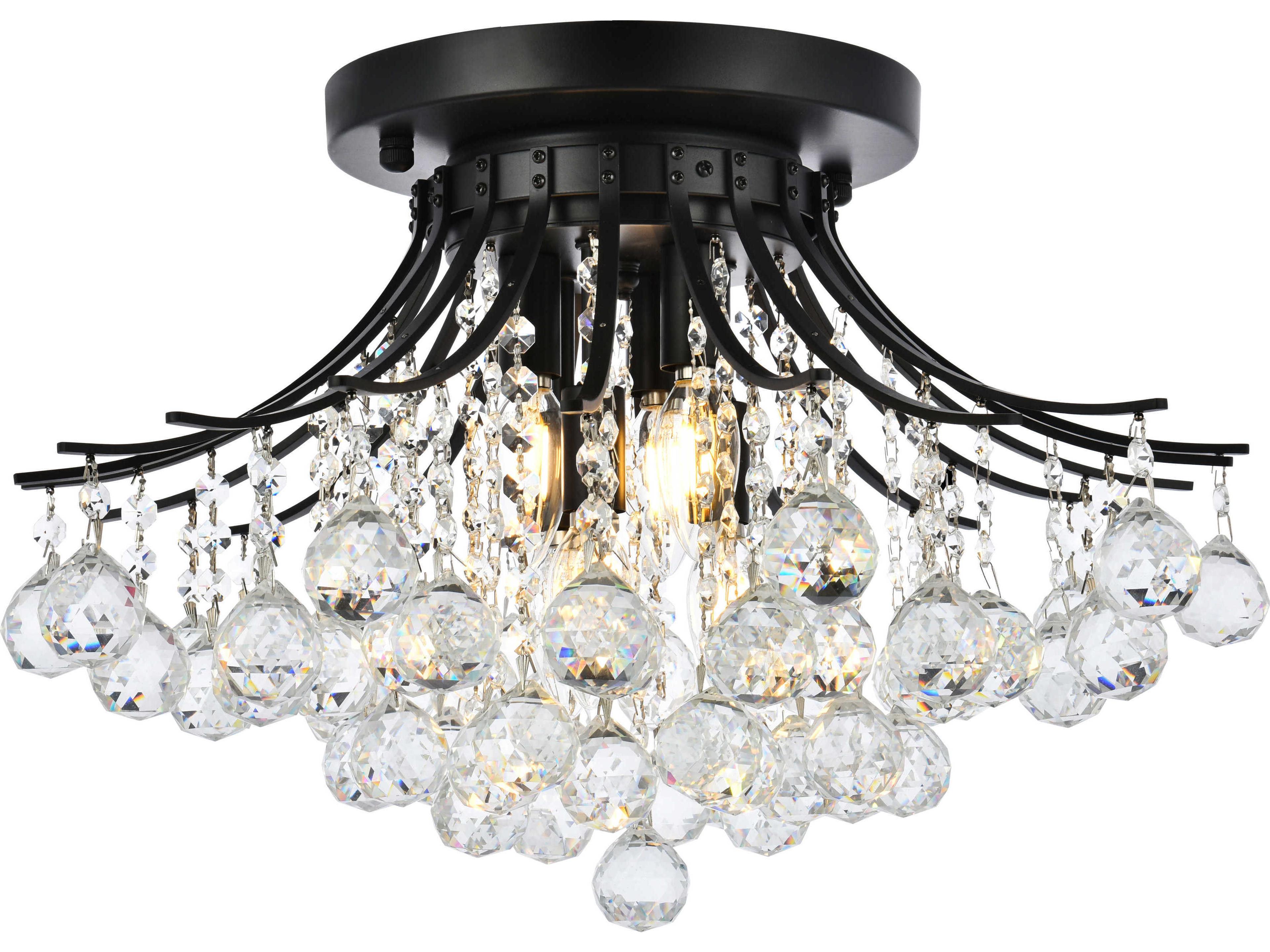 Toureg 6-Light Black And Clear Crystal Semi Flush Mount