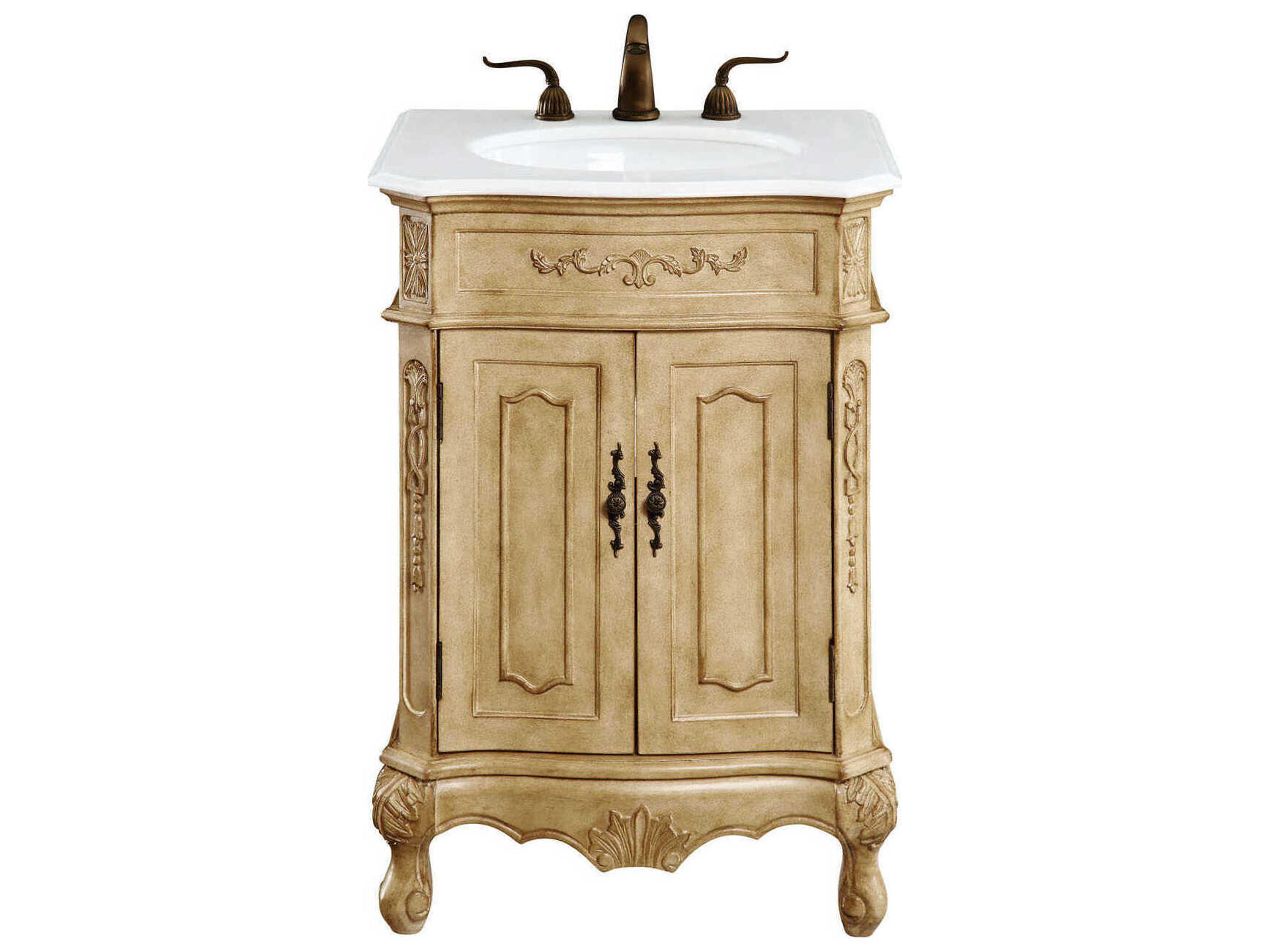 Danville Antique Beige 24" Vanity with Ivory White Quartz Countertop