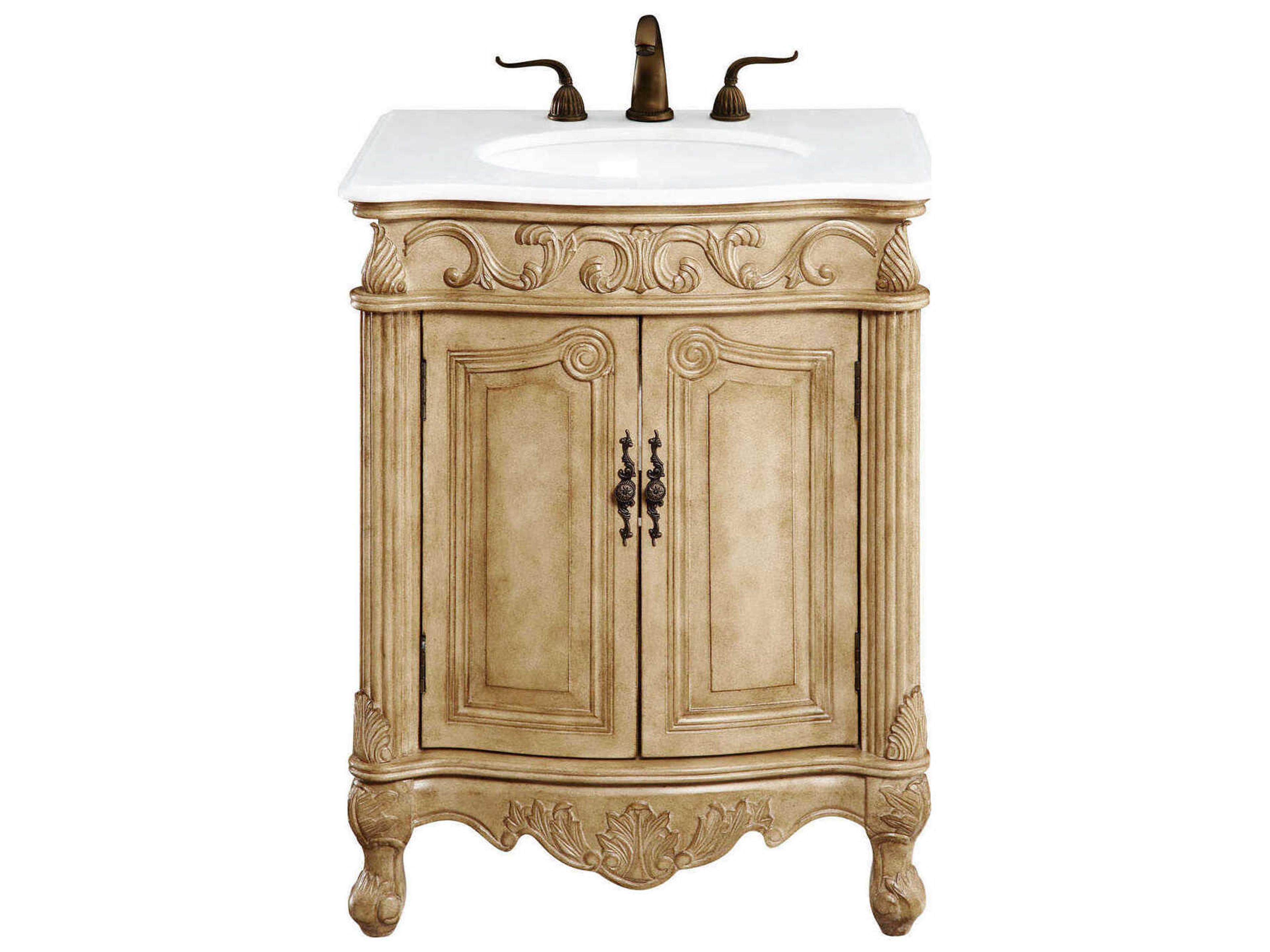 Danville Antique Beige 27" Vanity with Ivory White Quartz Countertop