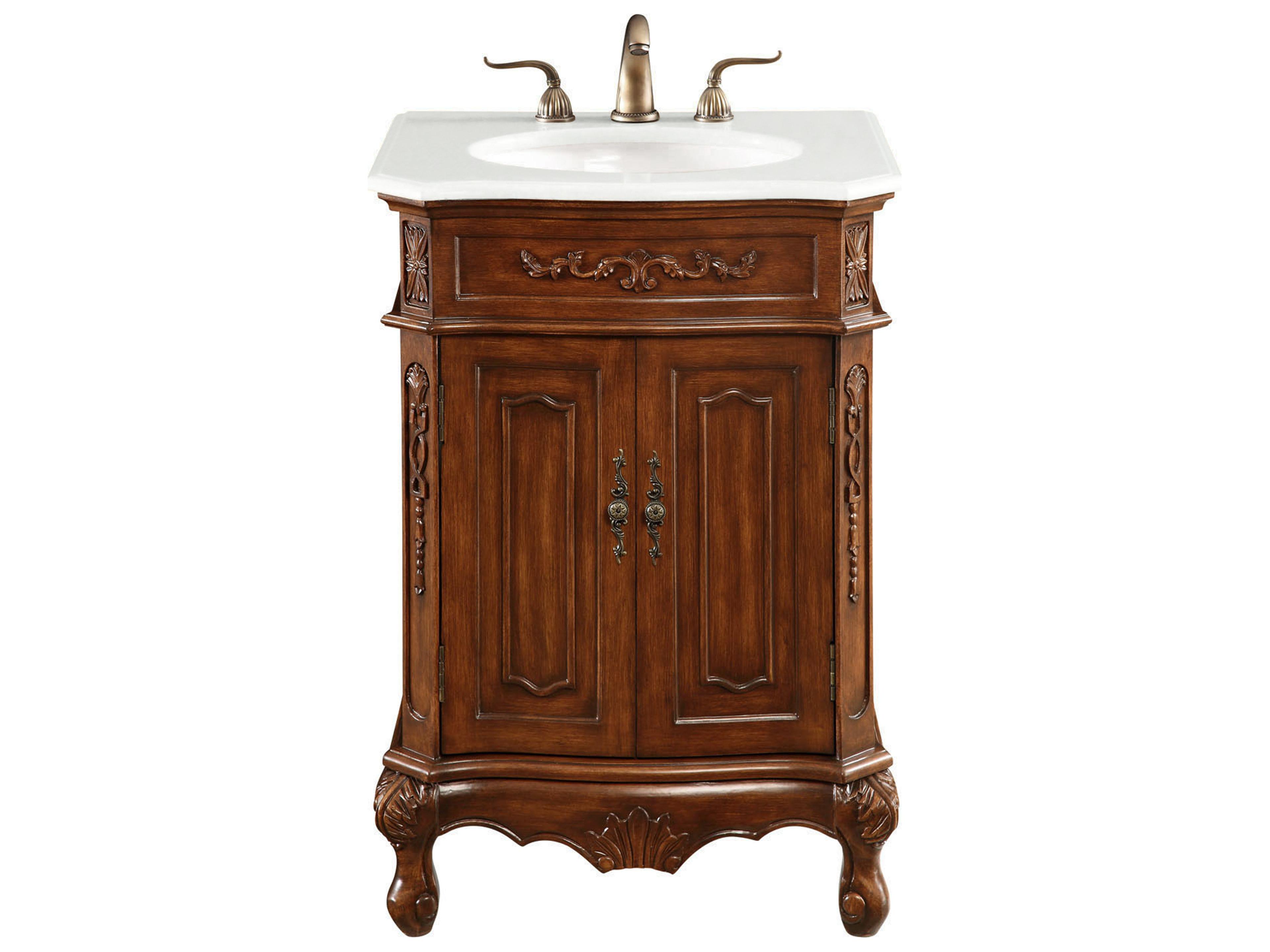 Danville Teak 24" Vanity with Ivory White Quartz Countertop