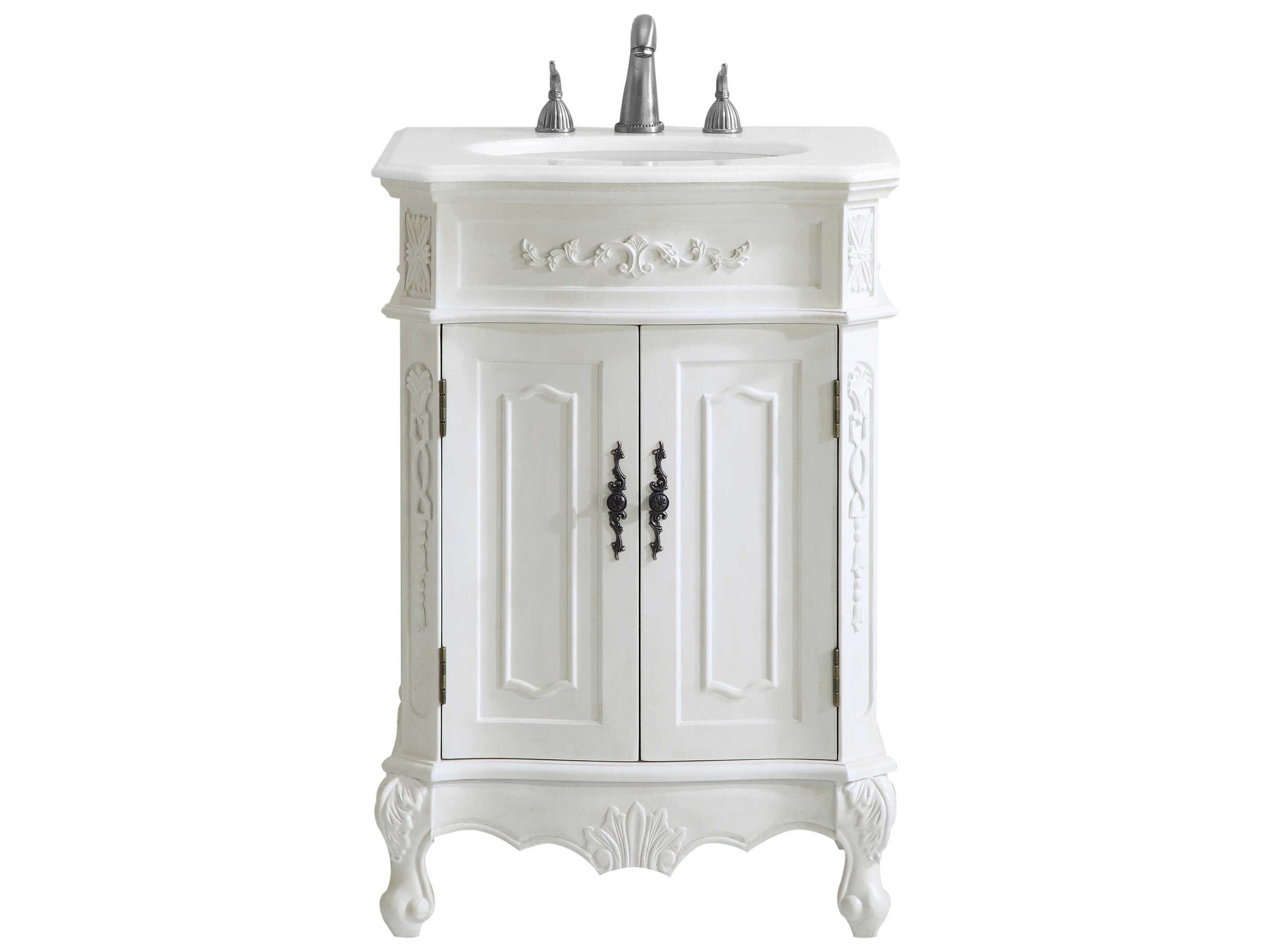 Danville Antique White 24" Vanity with Ivory White Quartz Countertop