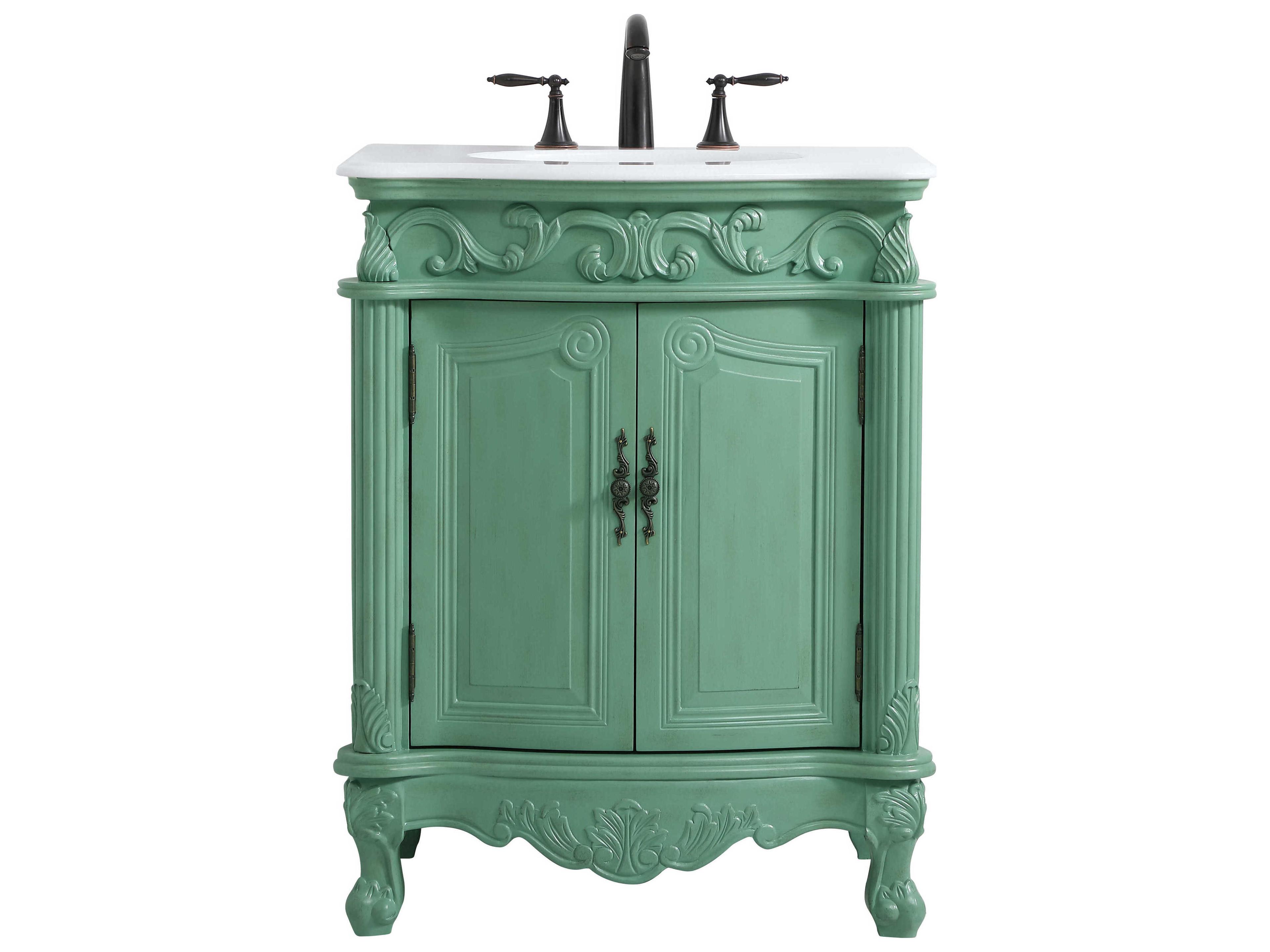 Danville Vintage Mint 27" Vanity with Ivory White Quartz Countertop