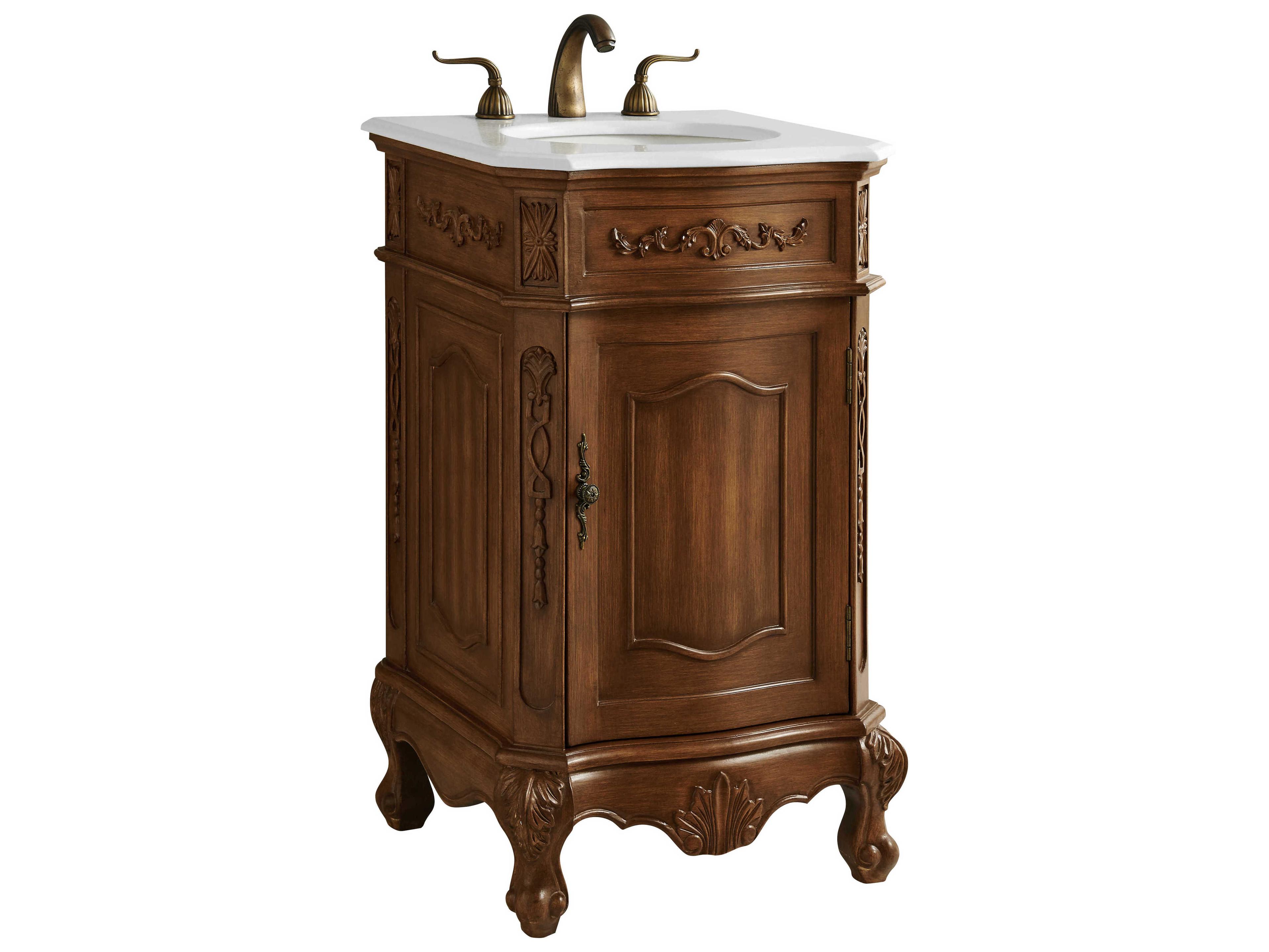 Elegant Lighting Danville Teak 21" Vanity with Ivory White Quartz Countertop