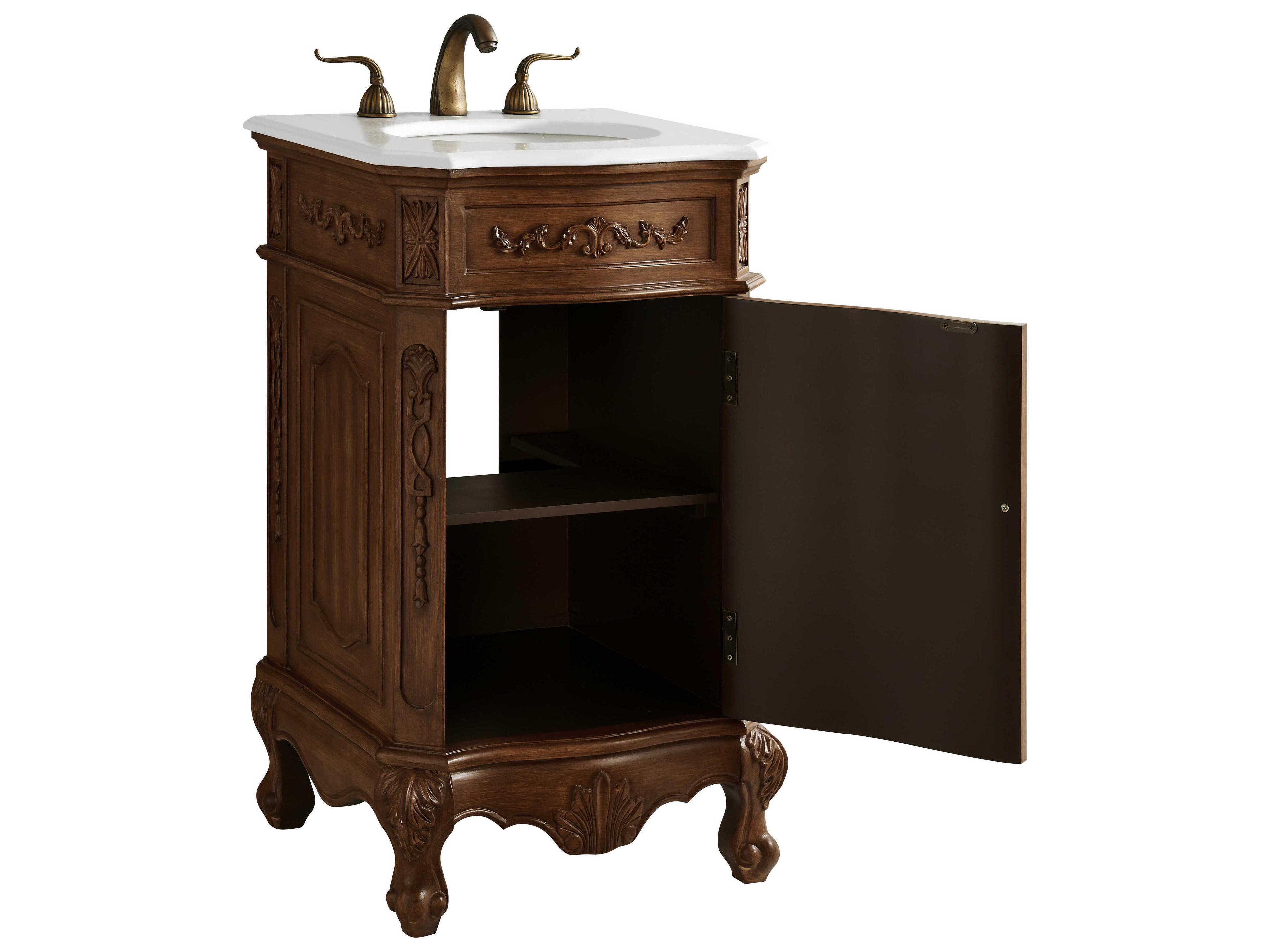 Elegant Lighting Danville Teak 21" Vanity with Ivory White Quartz Countertop