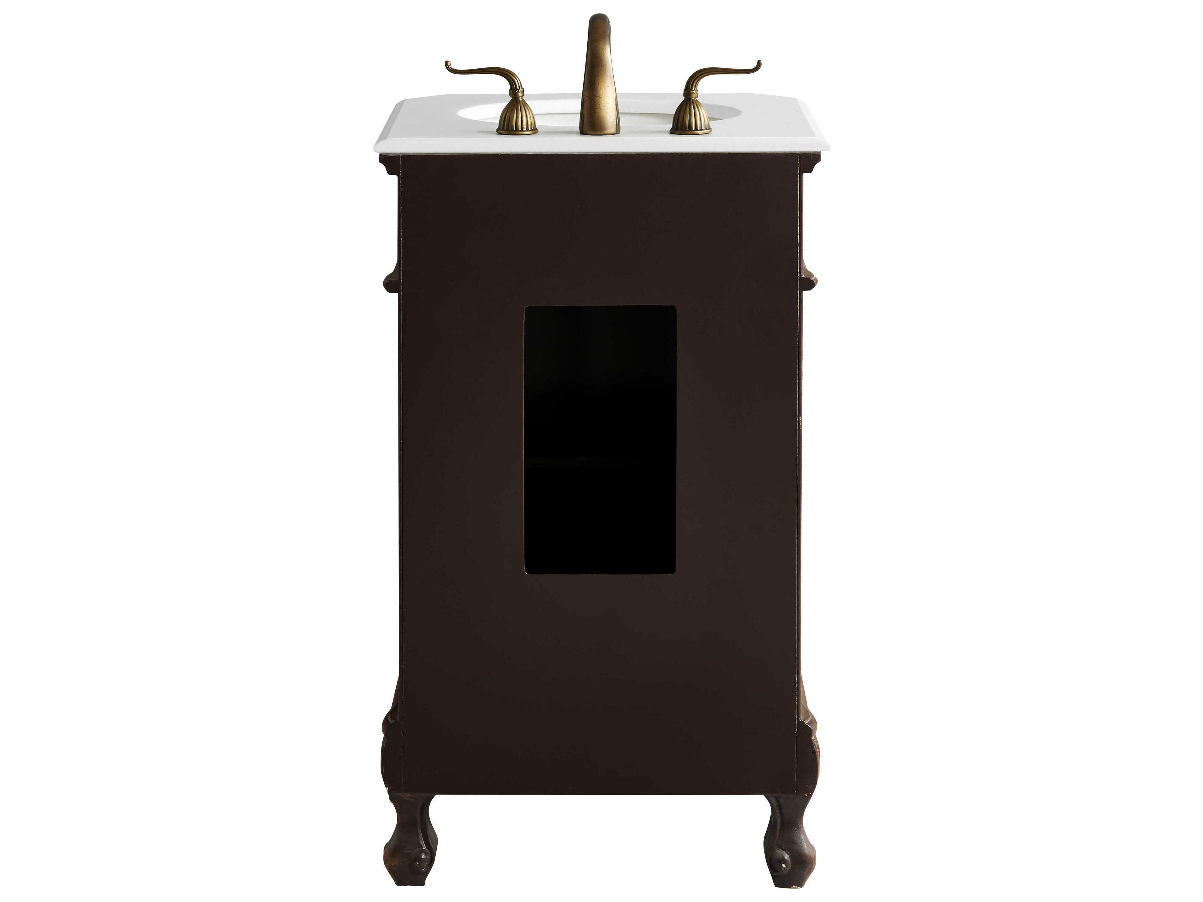 Elegant Lighting Danville Teak 21" Vanity with Ivory White Quartz Countertop