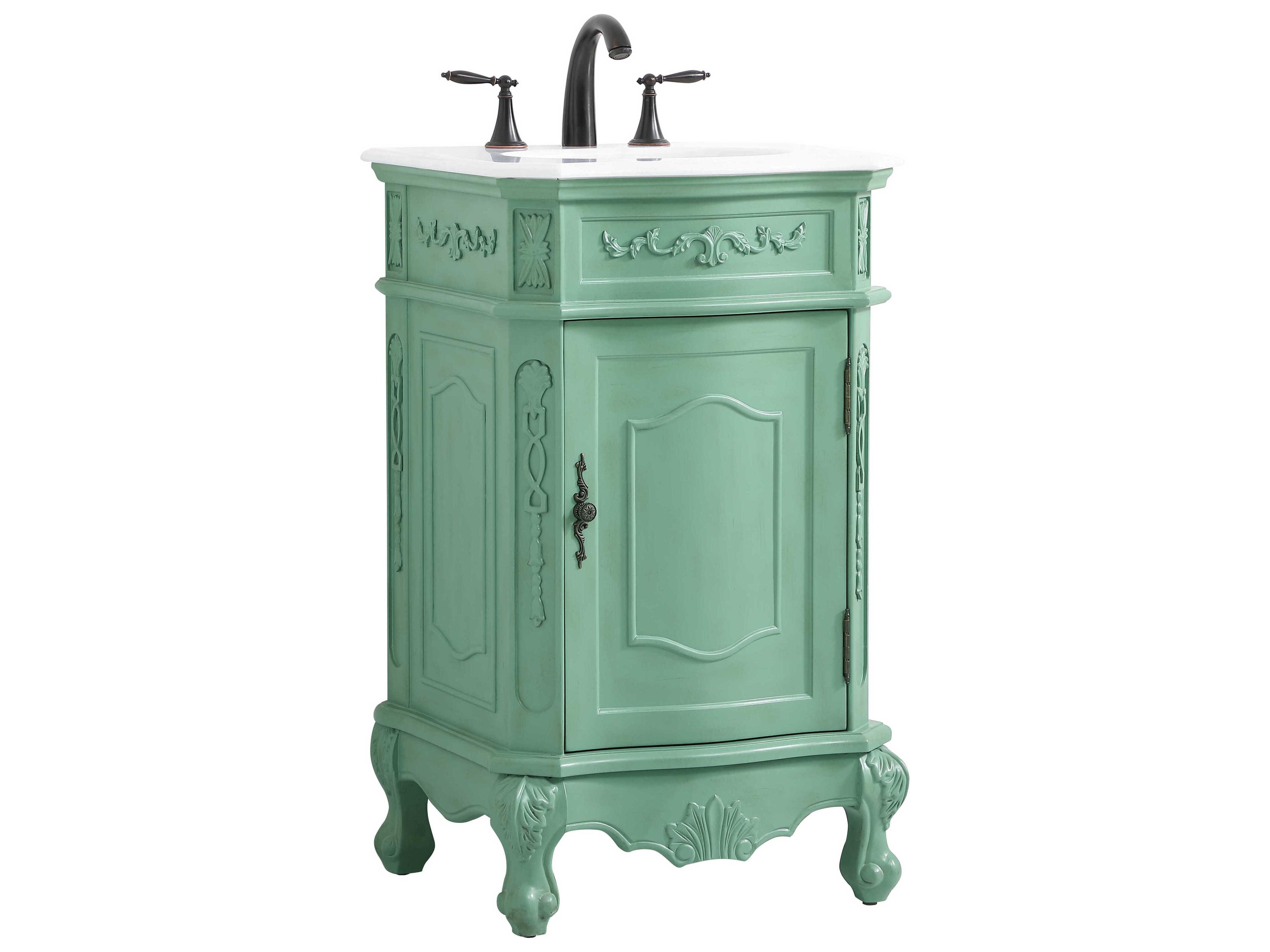 Elegant Lighting Danville Vintage Mint 21" Vanity with Ivory White Quartz Countertop