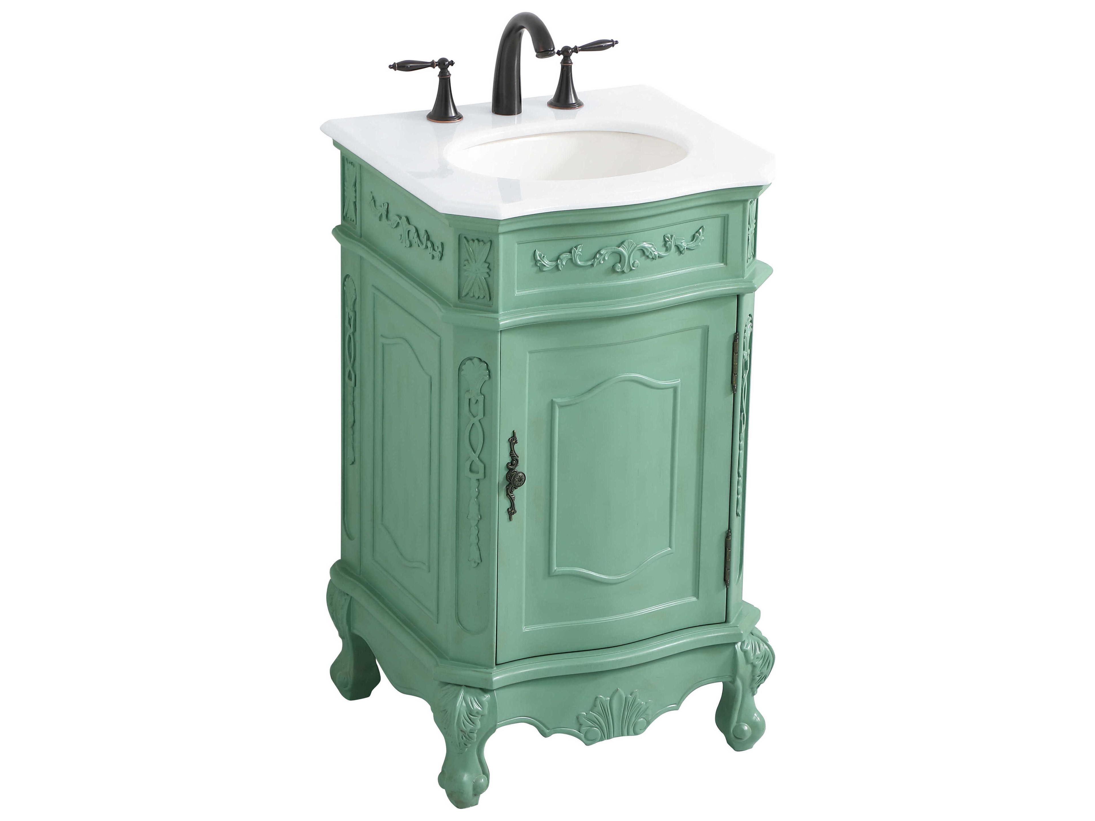 Elegant Lighting Danville Vintage Mint 21" Vanity with Ivory White Quartz Countertop