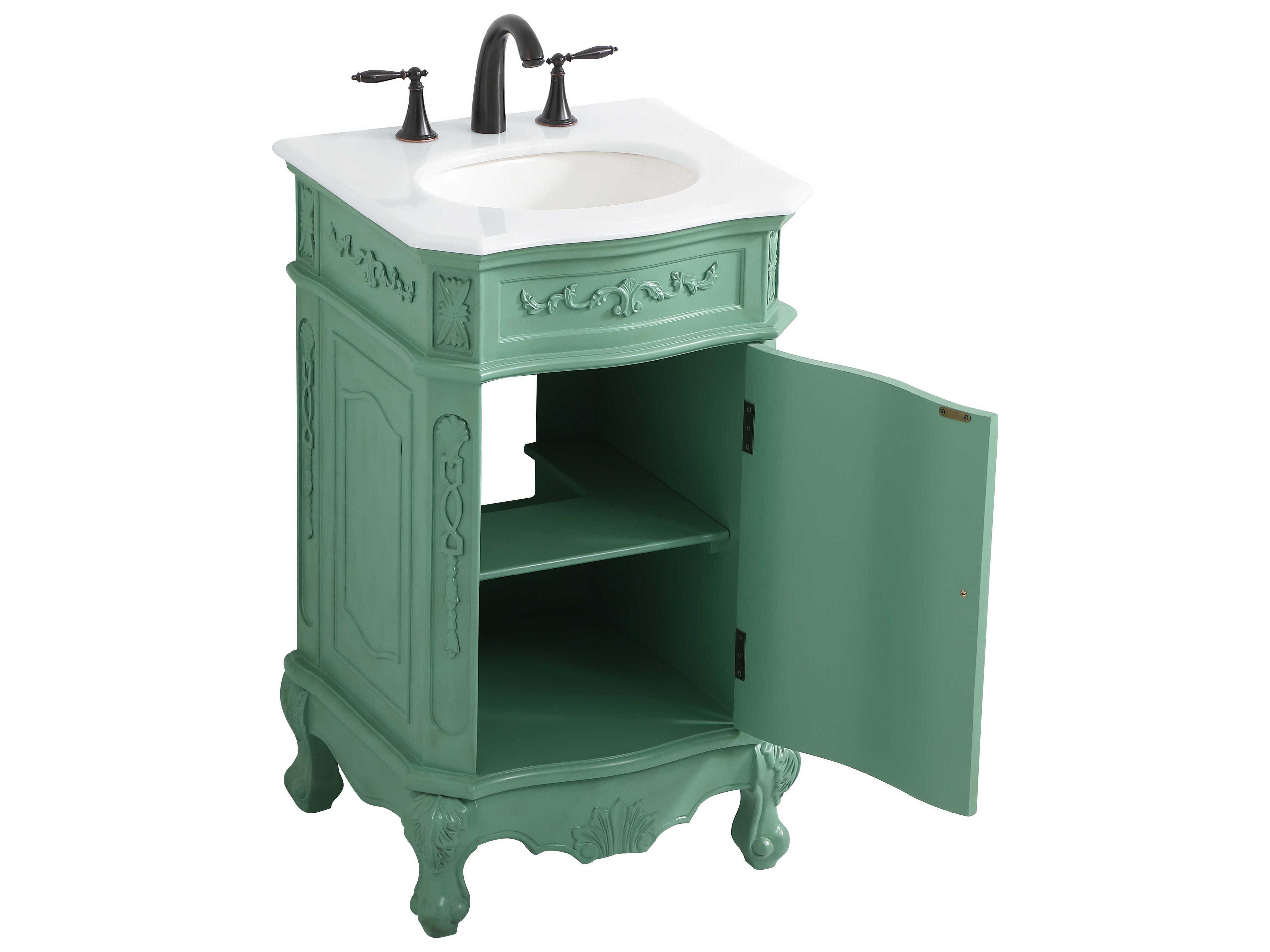 Elegant Lighting Danville Vintage Mint 21" Vanity with Ivory White Quartz Countertop