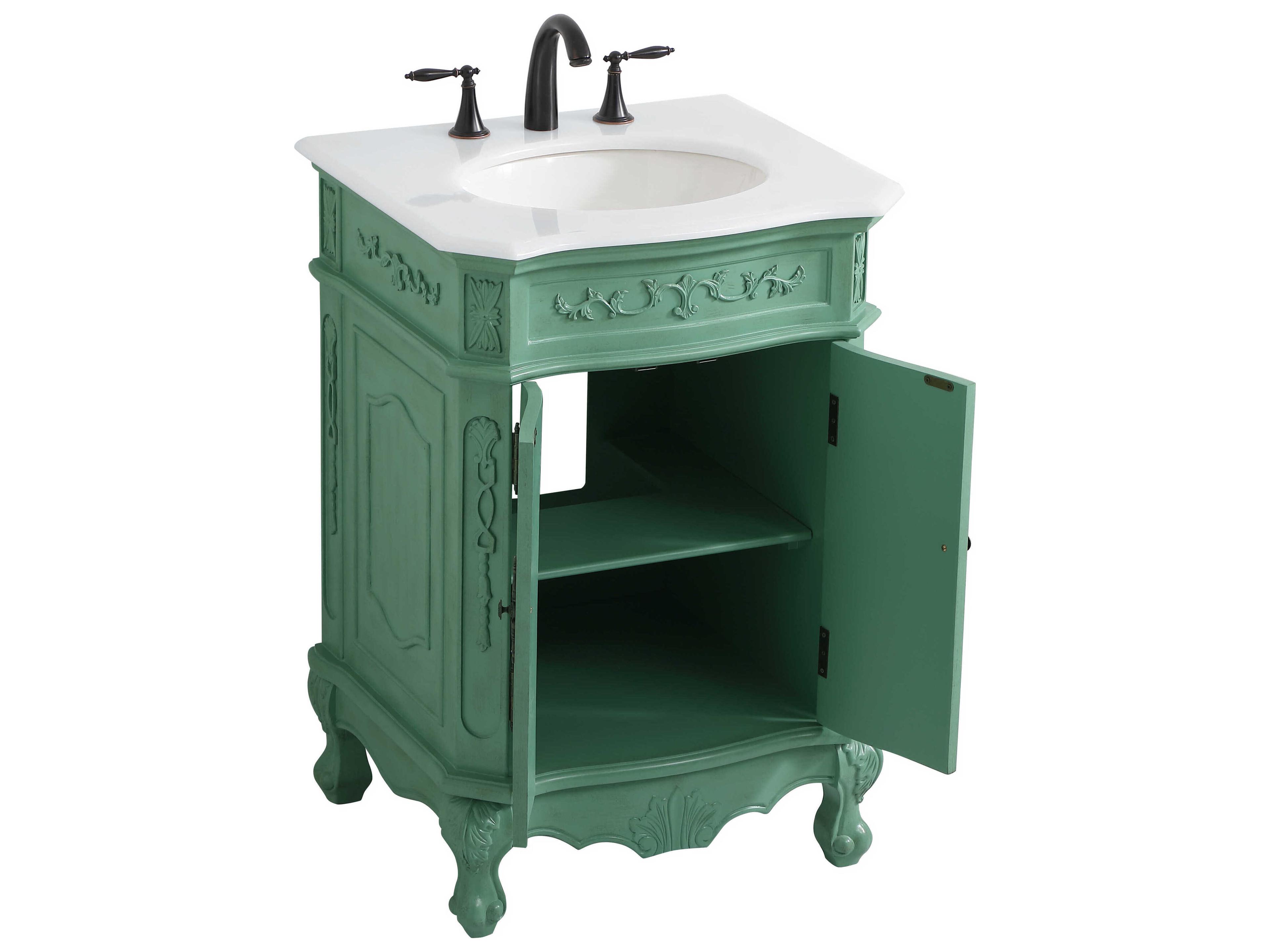 Elegant Lighting Danville Vintage Mint 24" Vanity with Ivory White Quartz Countertop