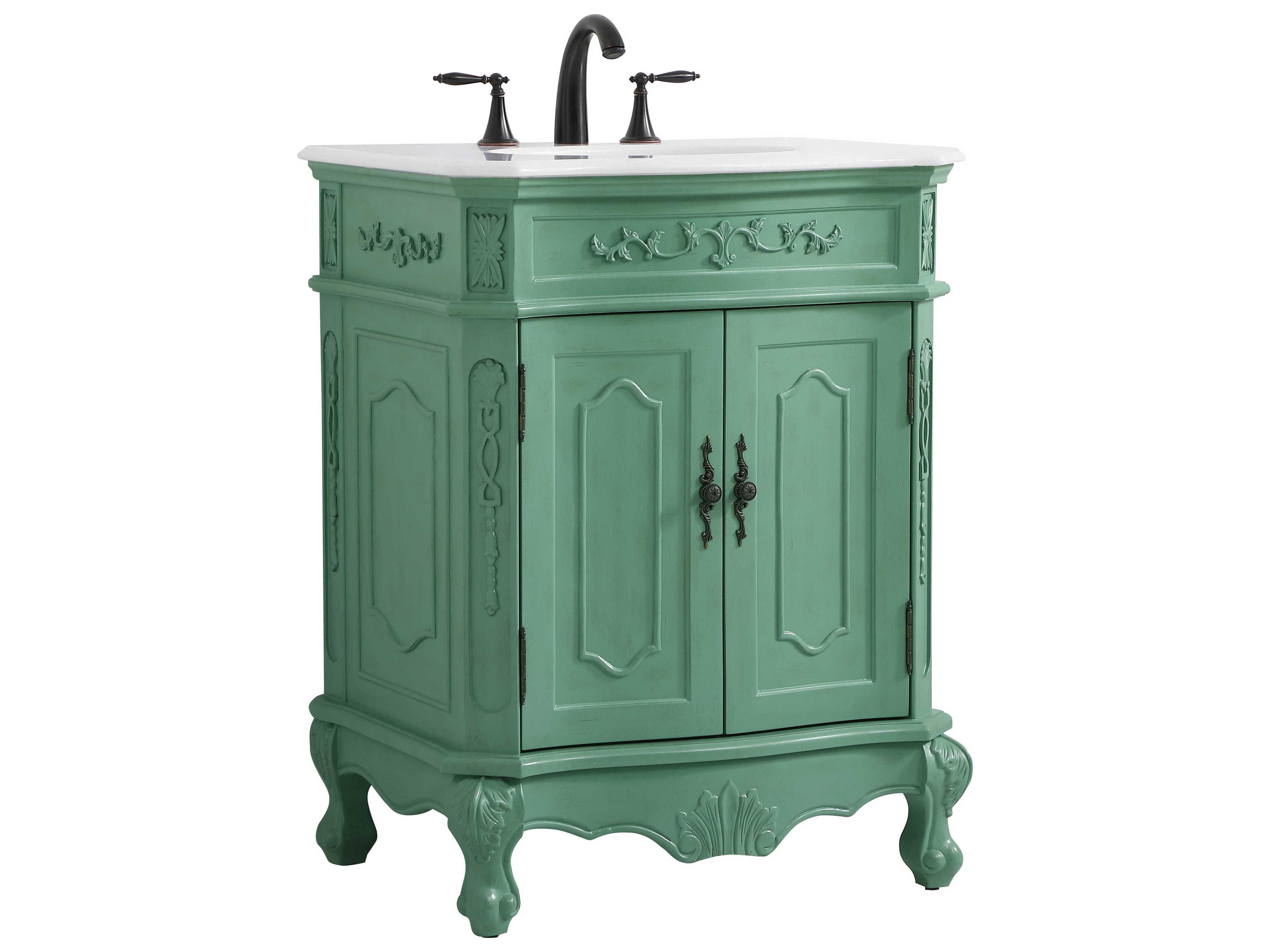 Elegant Lighting Danville Vintage Mint 27" Vanity with Ivory White Quartz Countertop