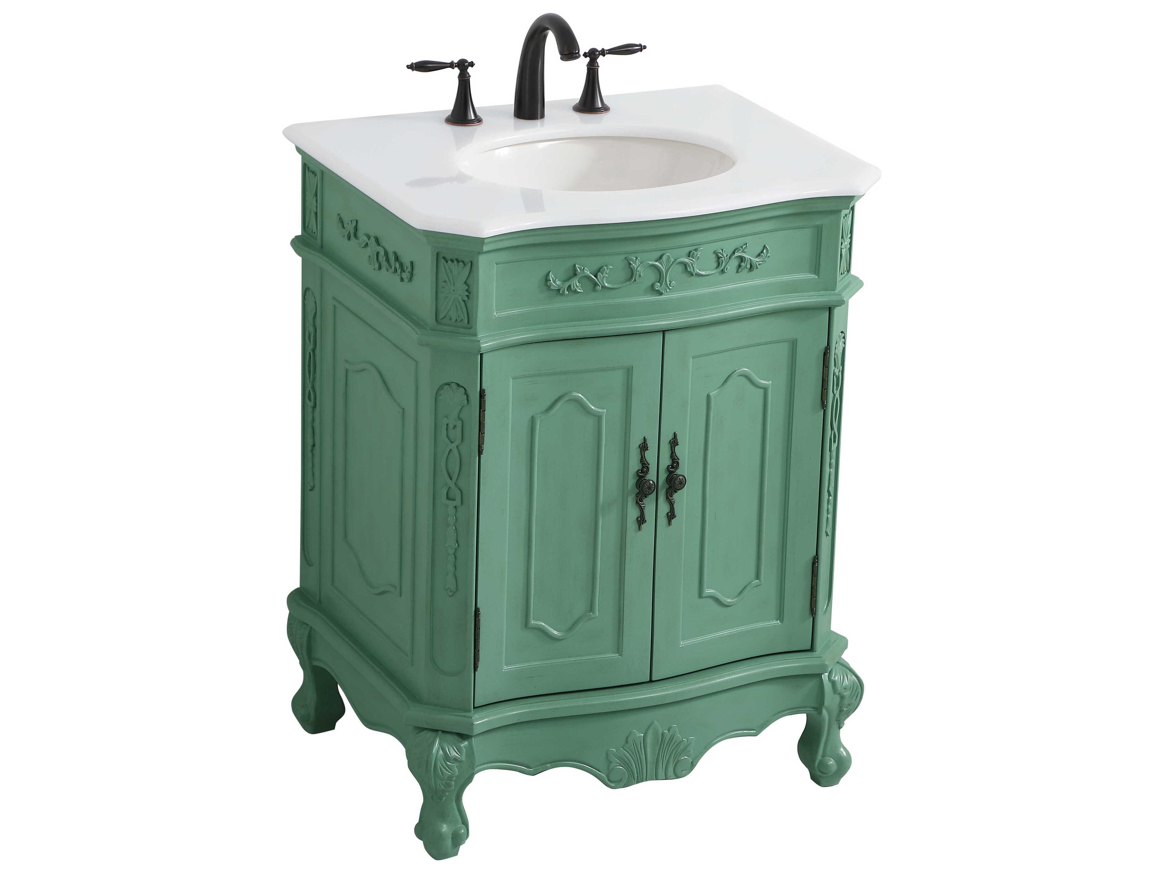 Elegant Lighting Danville Vintage Mint 27" Vanity with Ivory White Quartz Countertop