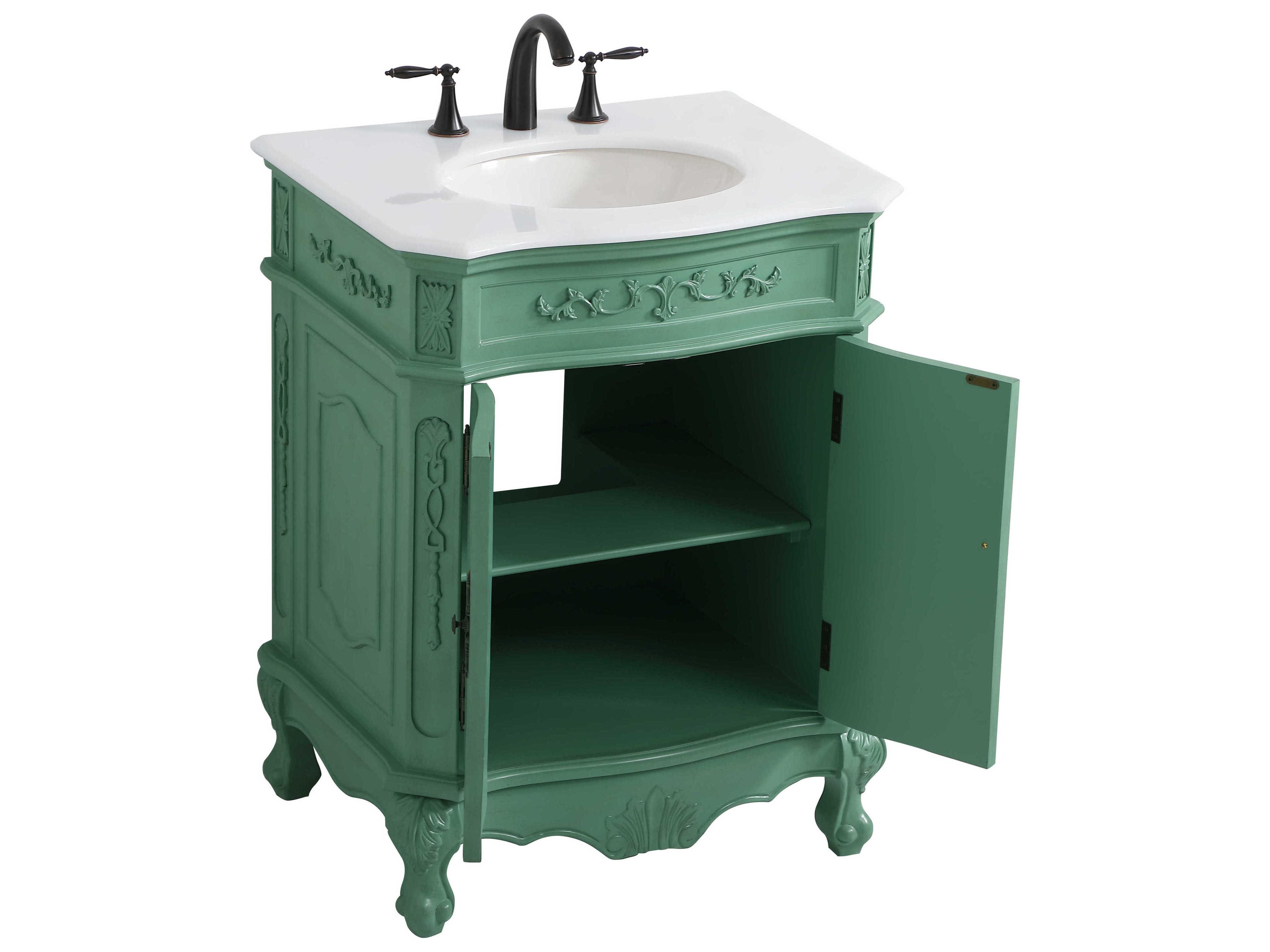 Elegant Lighting Danville Vintage Mint 27" Vanity with Ivory White Quartz Countertop