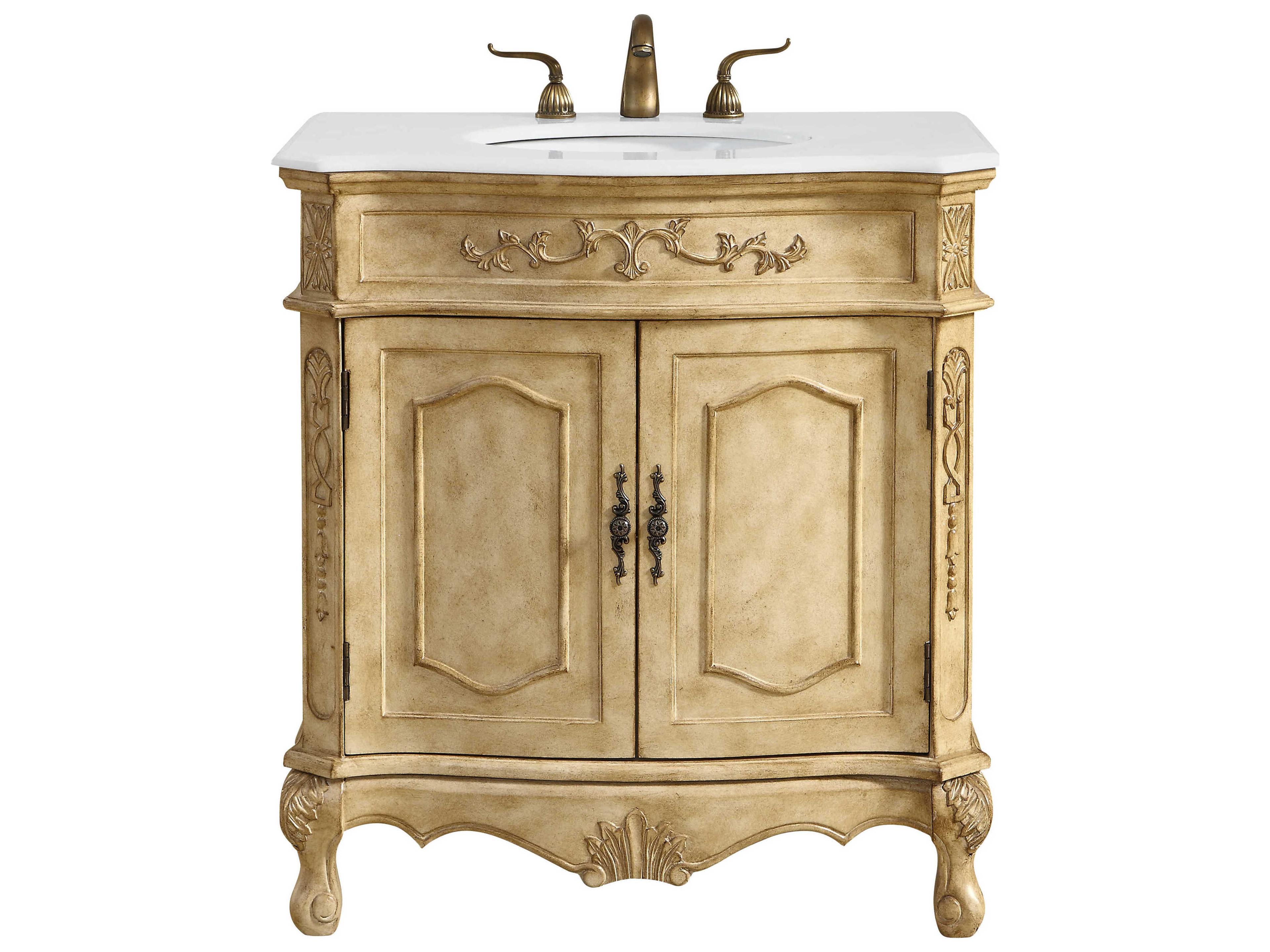 Danville Antique Beige 32" Vanity with Ivory White Quartz Countertop
