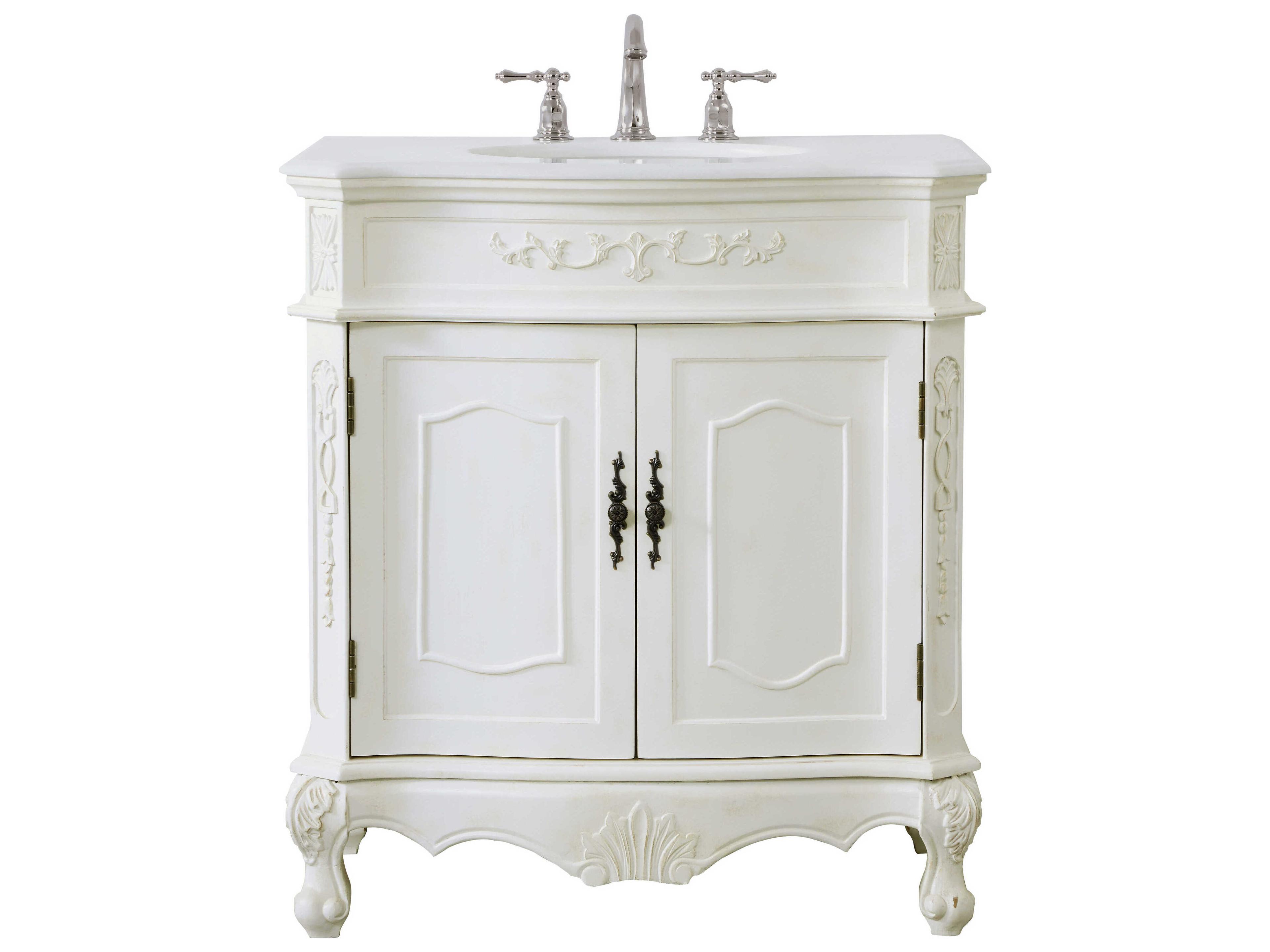 Elegant Lighting Danville Antique White 32" Vanity with Ivory White Quartz Countertop