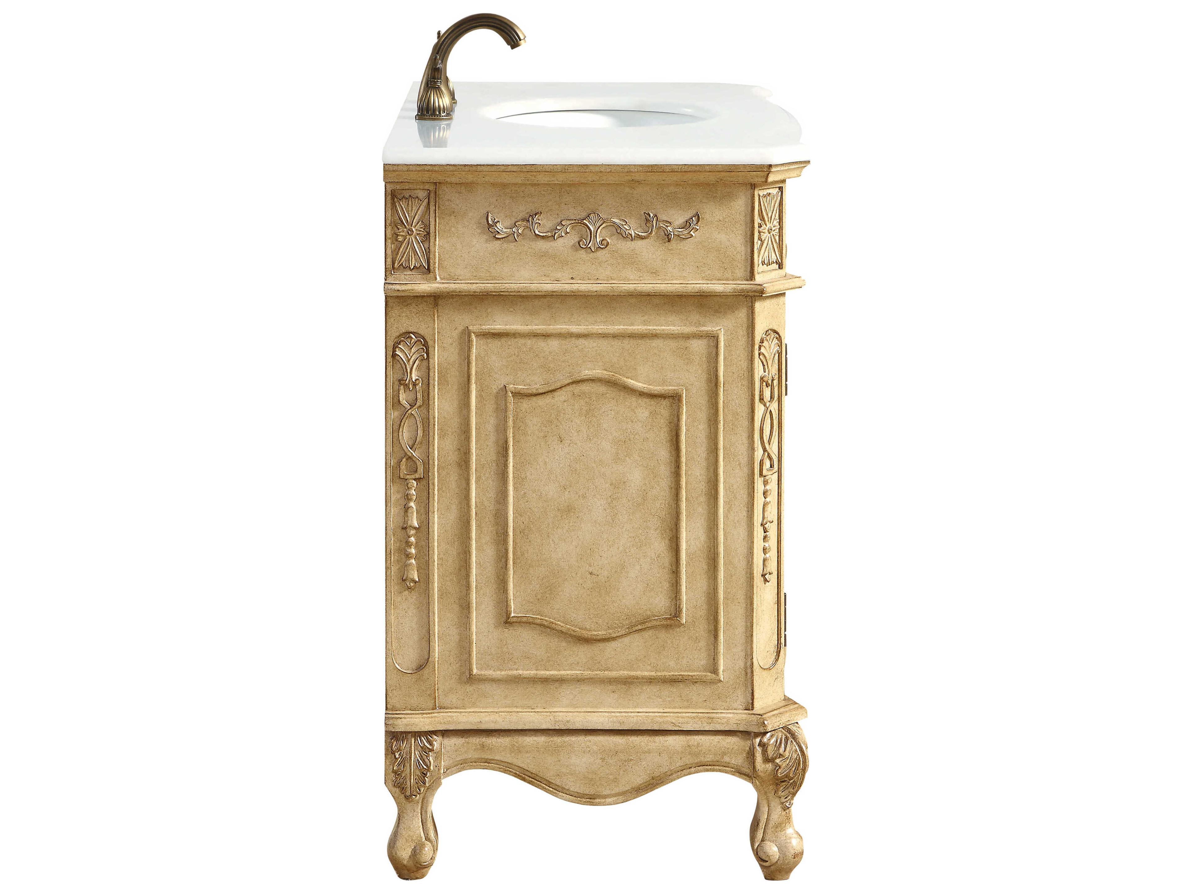 Elegant Lighting Danville Antique Beige 36" Vanity with Ivory White Quartz Countertop