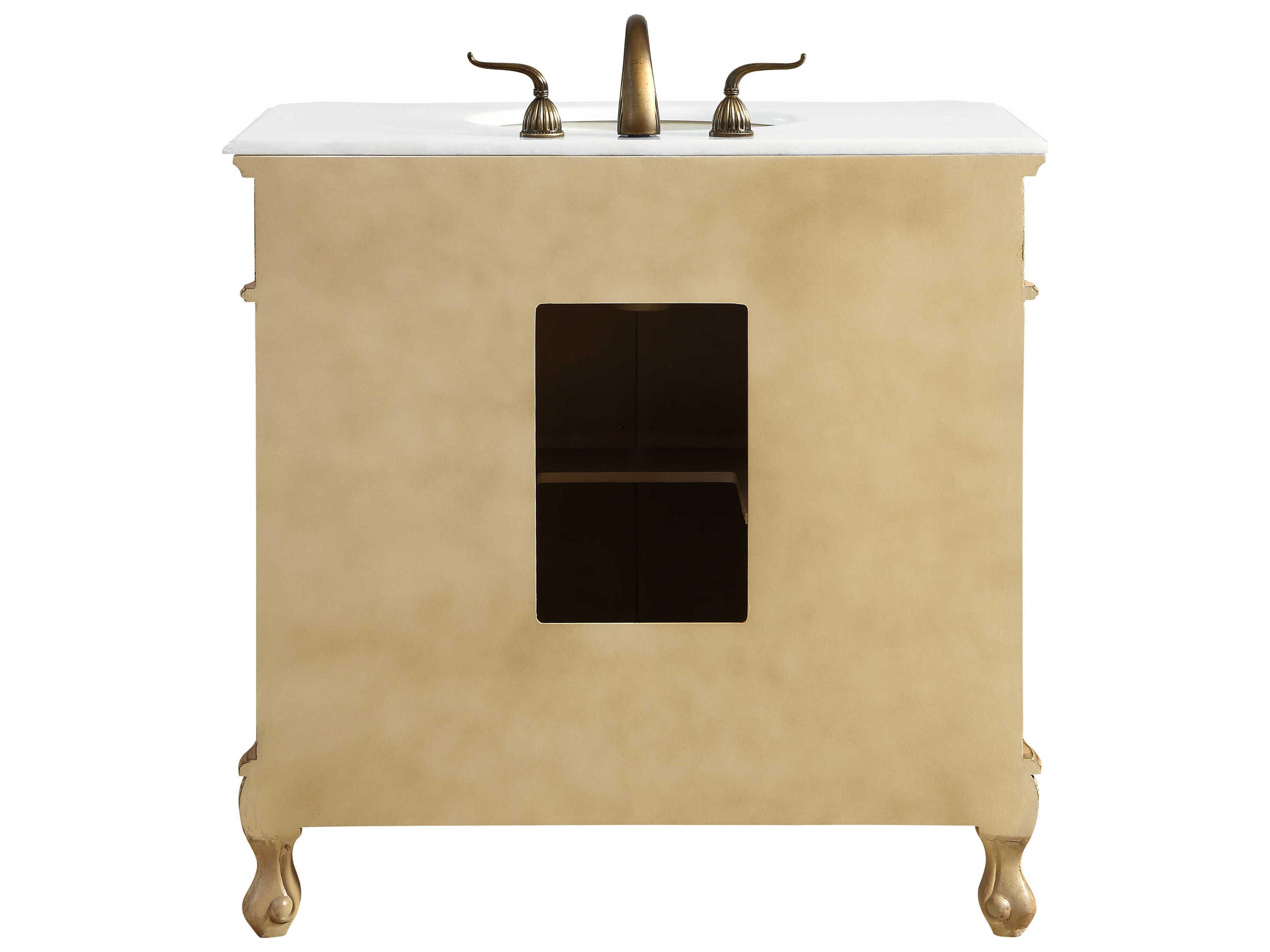 Elegant Lighting Danville Antique Beige 36" Vanity with Ivory White Quartz Countertop