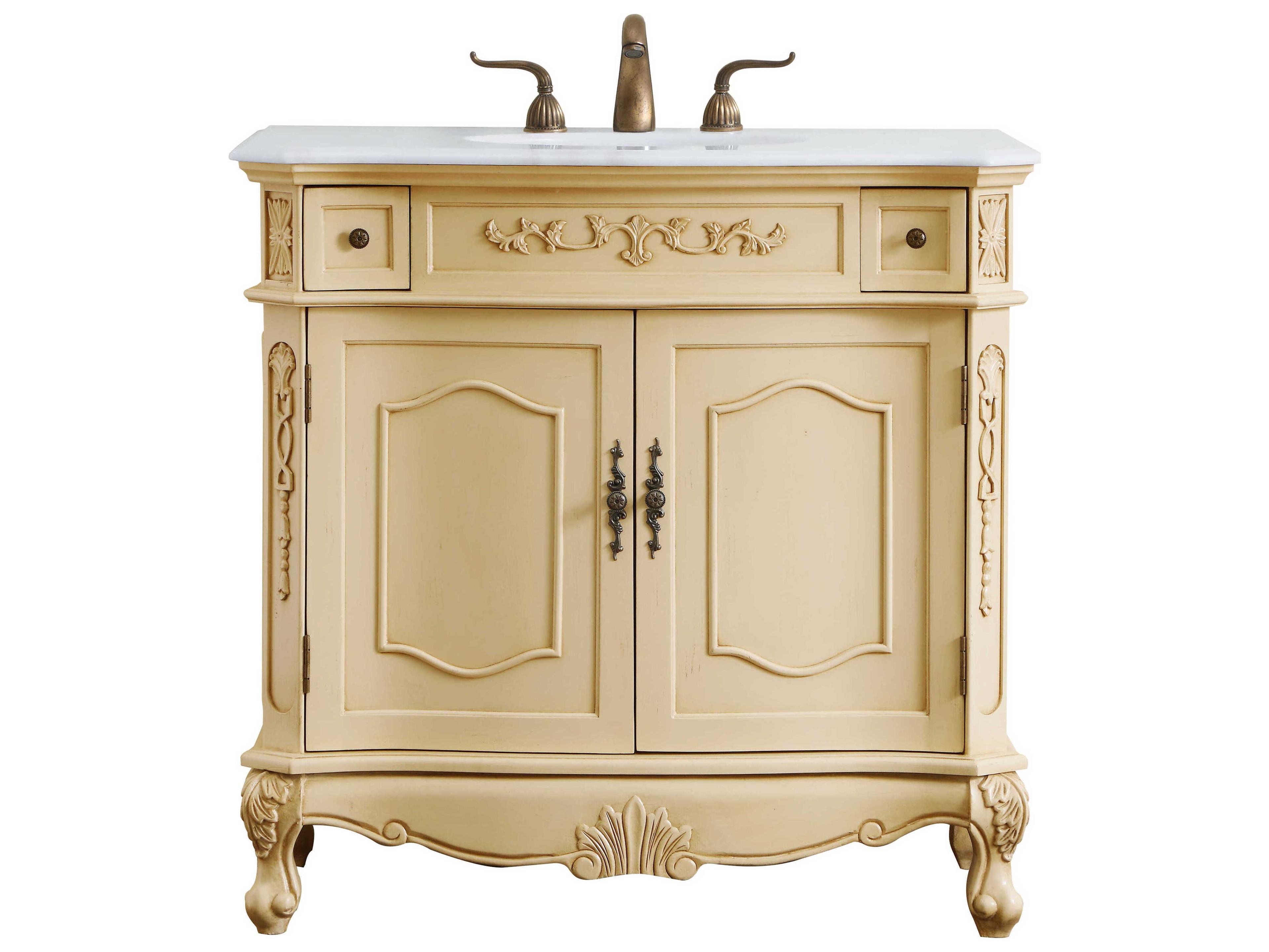 Danville Light Antique Beige 36" Vanity with Ivory White Quartz Countertop