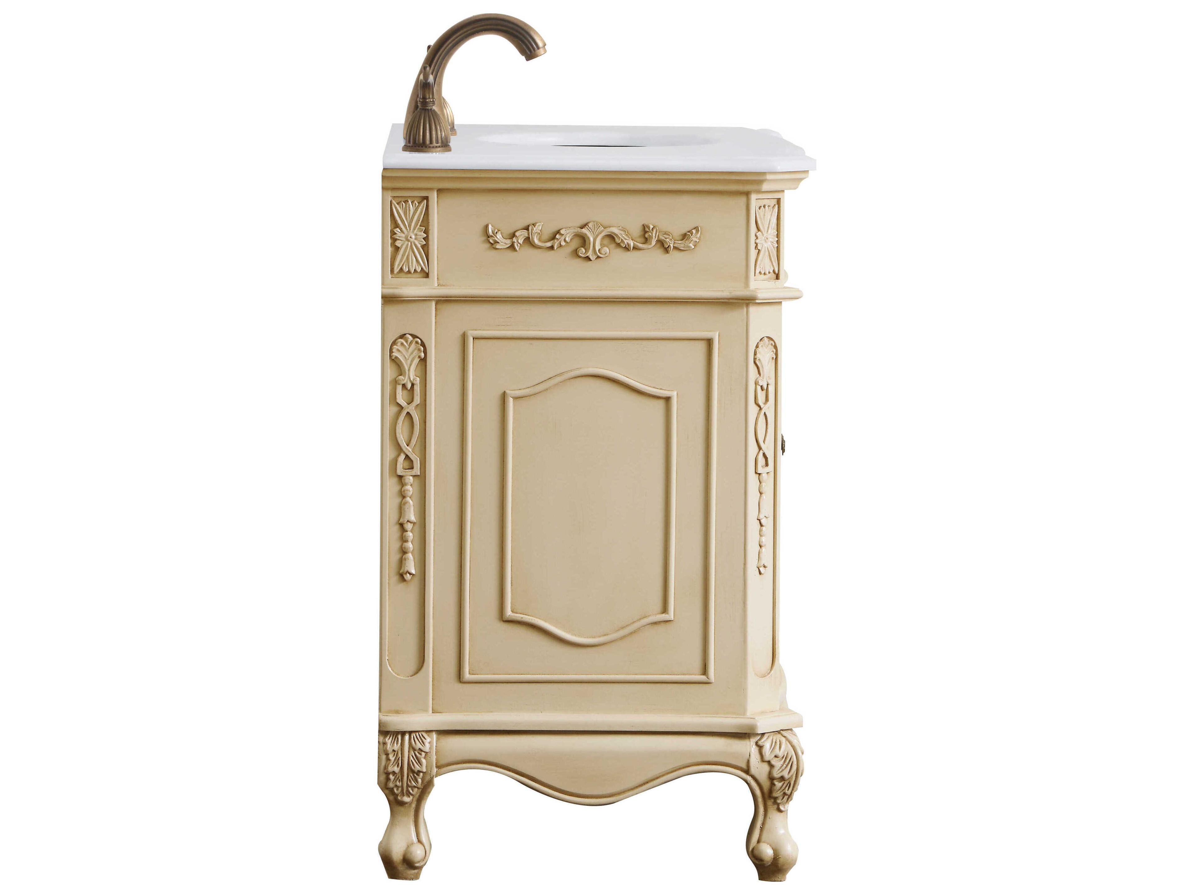 Elegant Lighting Danville Light Antique Beige 36" Vanity with Ivory White Quartz Countertop