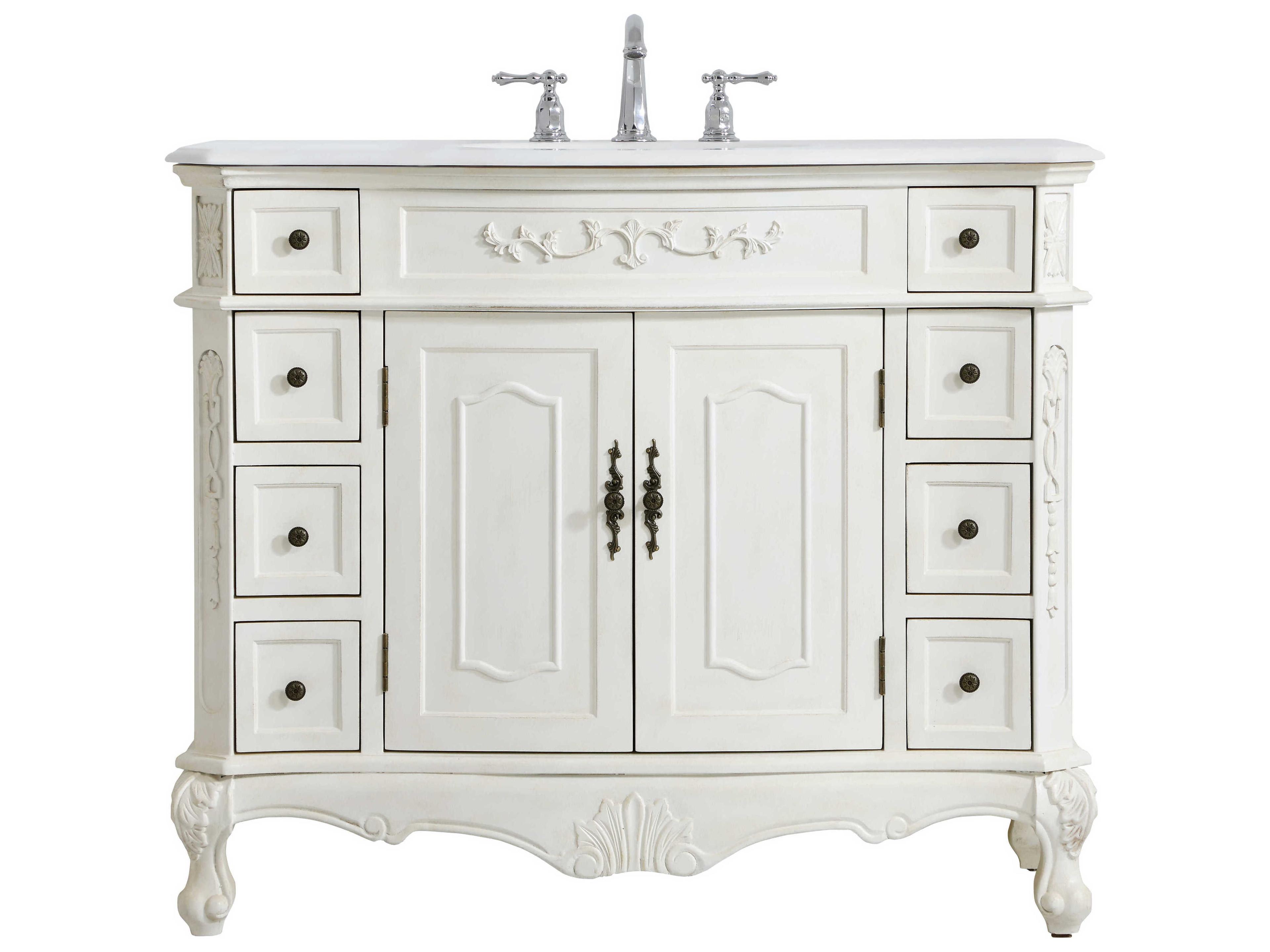 Danville Antique White 42" Vanity with Ivory White Quartz Countertop