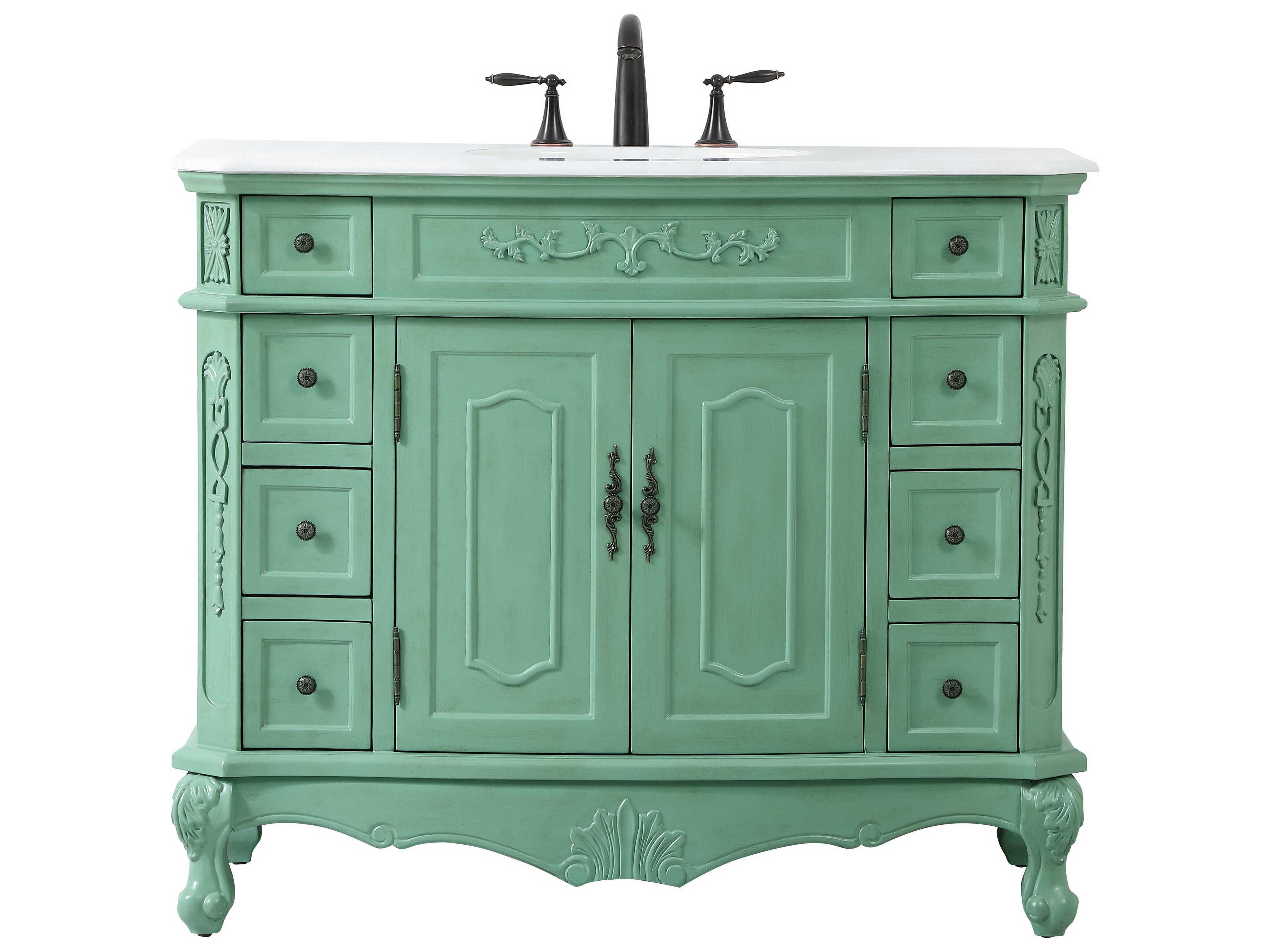 Danville Vintage Mint 42" Vanity with Ivory White Quartz Countertop