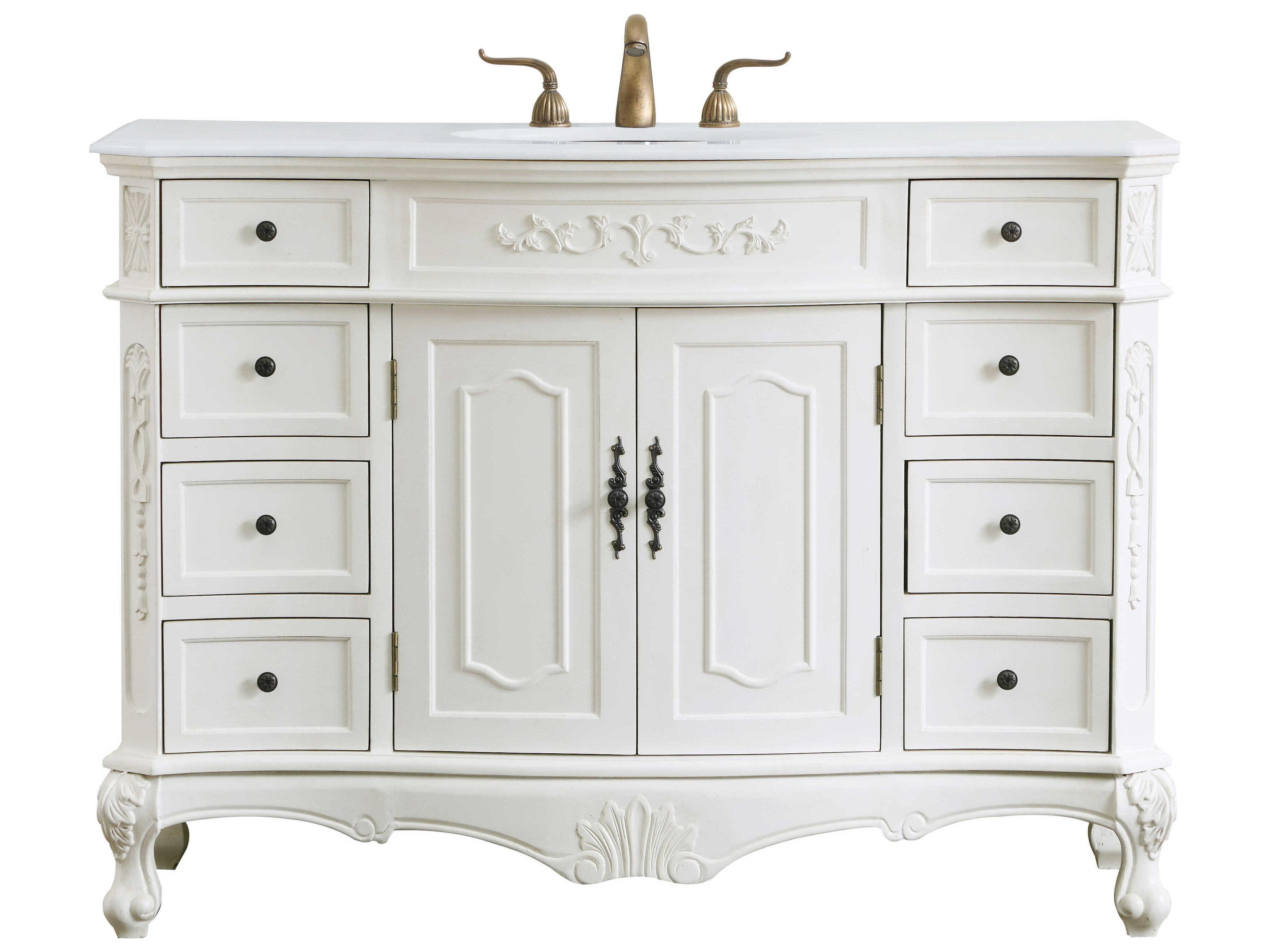 Danville Antique White 48" Vanity with Ivory White Quartz Countertop