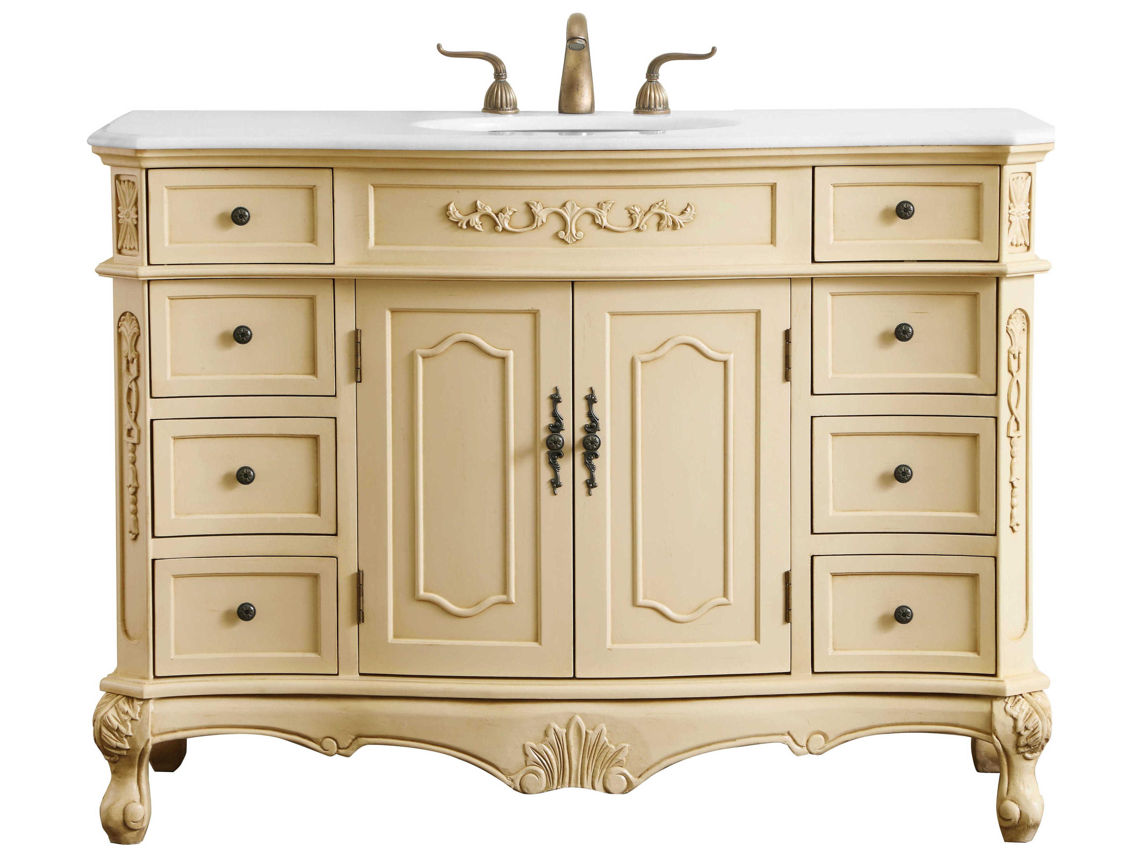 Danville Light Antique Beige 48" Vanity with Ivory White Quartz Countertop