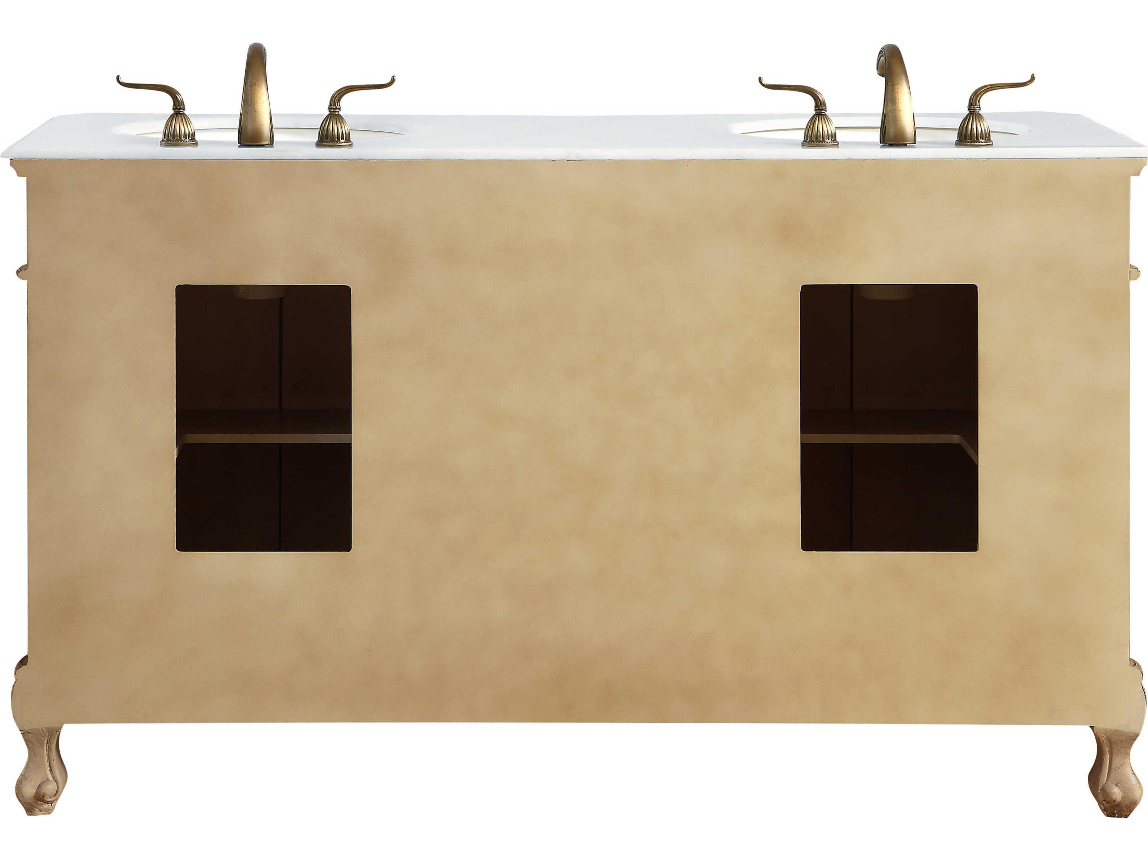 Elegant Lighting Danville Antique Beige 60" Vanity with Ivory White Quartz Countertop