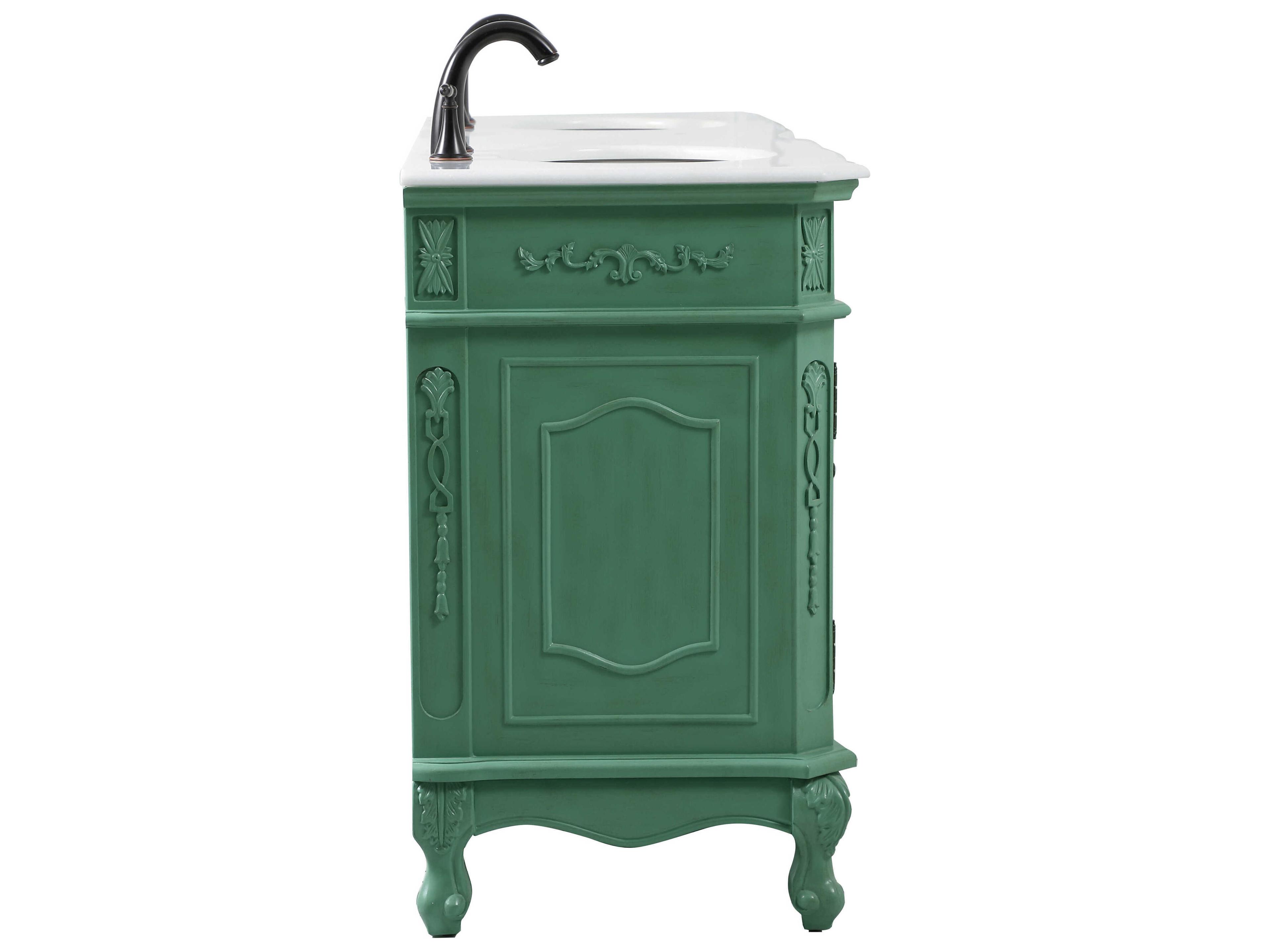 Elegant Lighting Danville Vintage Mint 60" Vanity with Ivory White Quartz Countertop