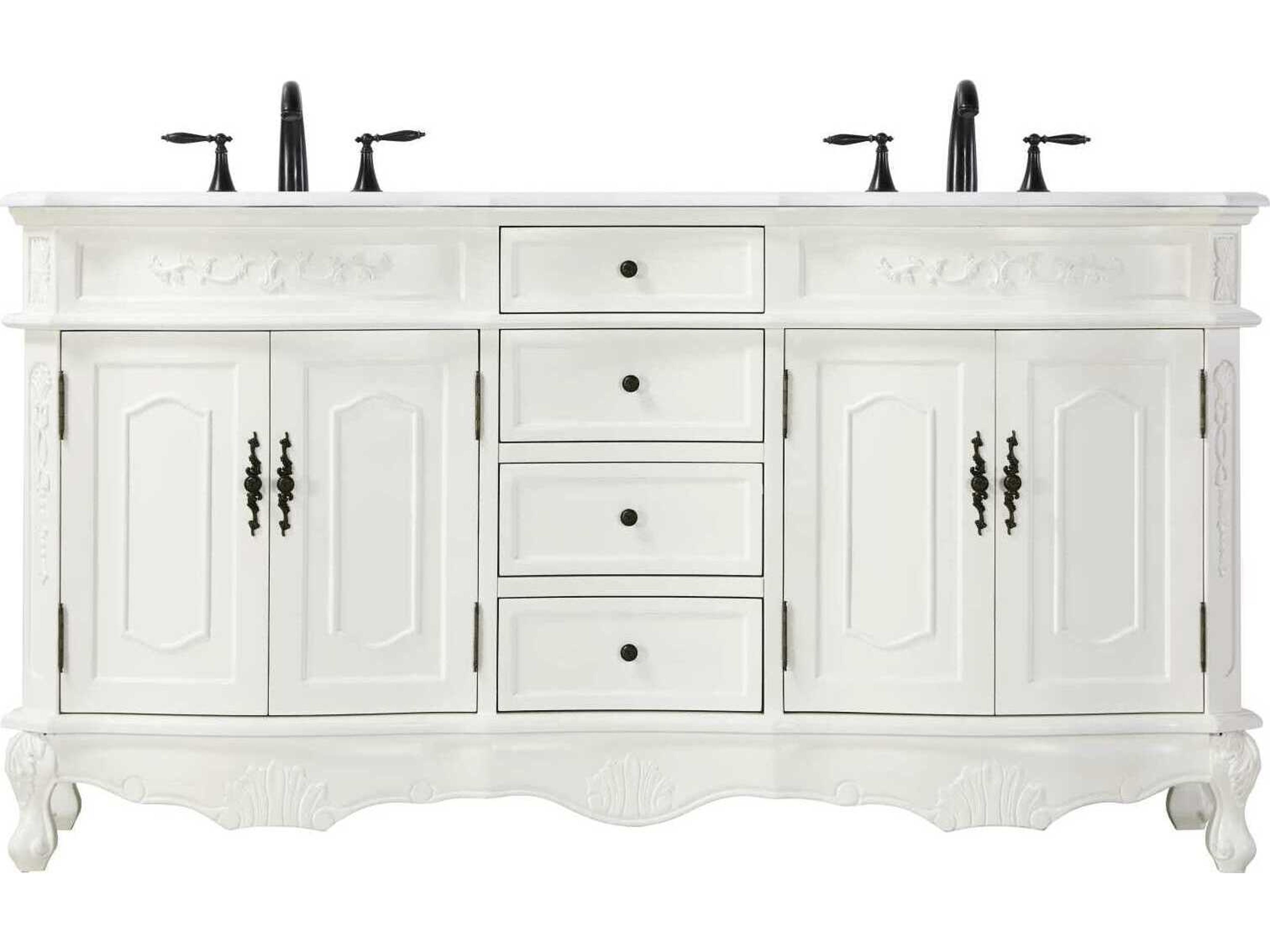 Danville 66" Antique White Vanity