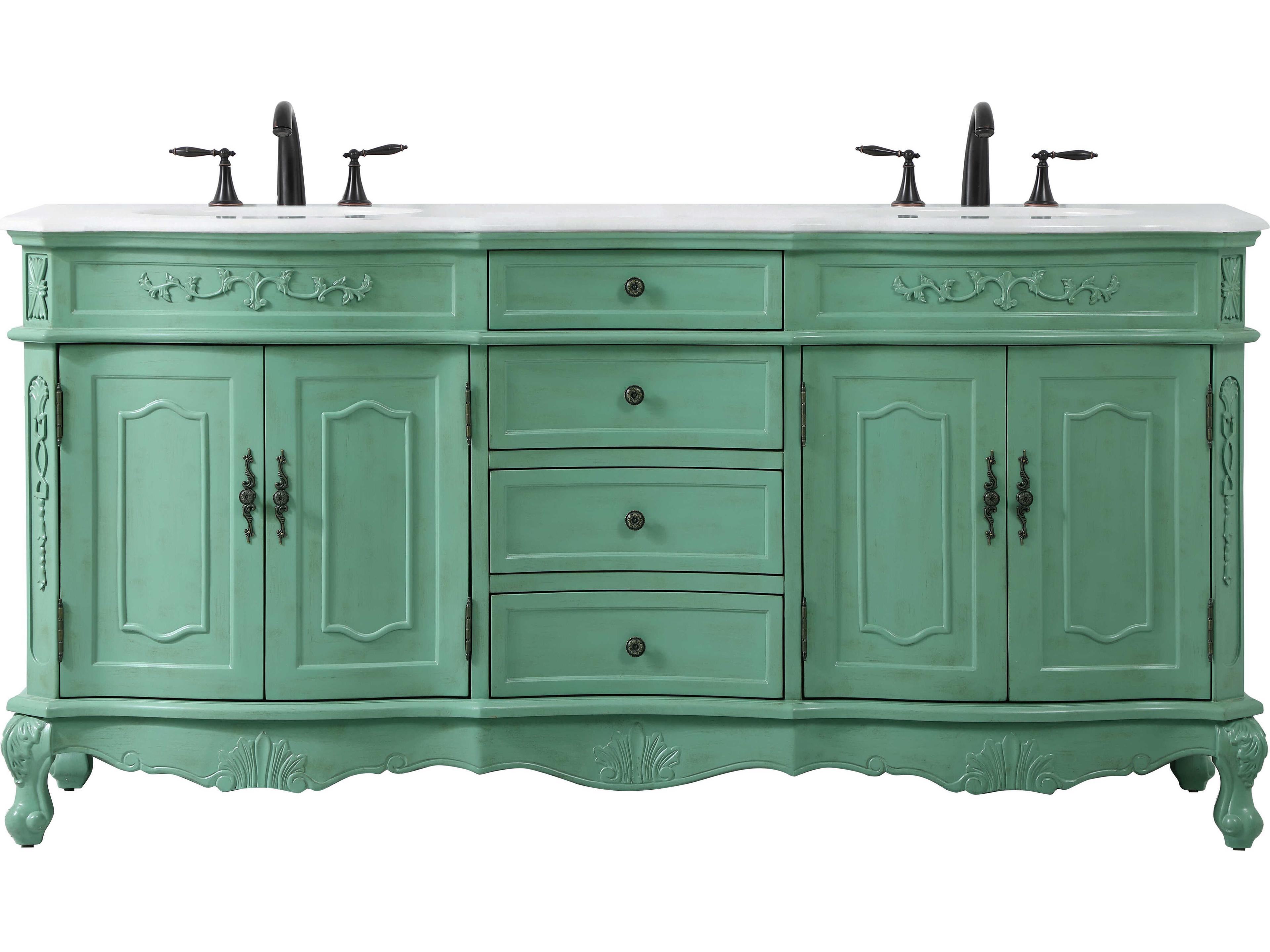 Danville Vintage Mint 72" Vanity with Ivory White Quartz Countertop