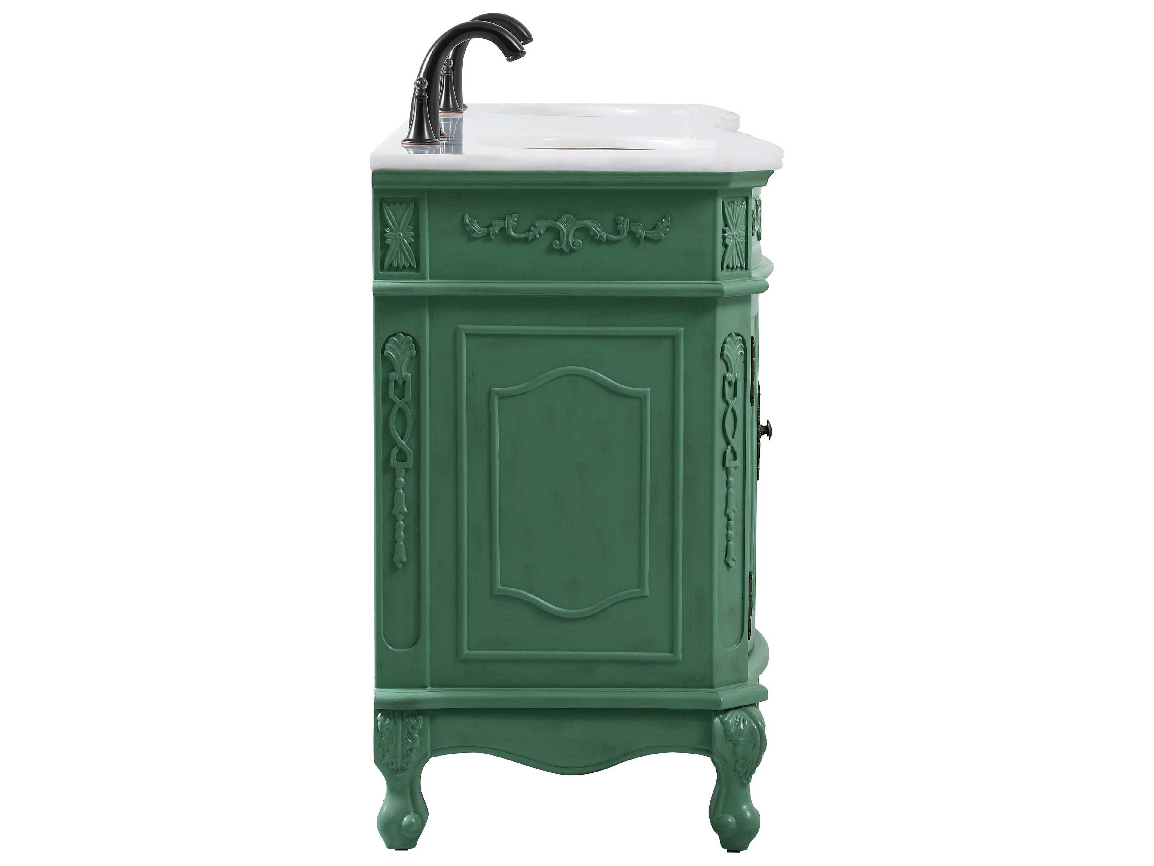 Elegant Lighting Danville Vintage Mint 72" Vanity with Ivory White Quartz Countertop